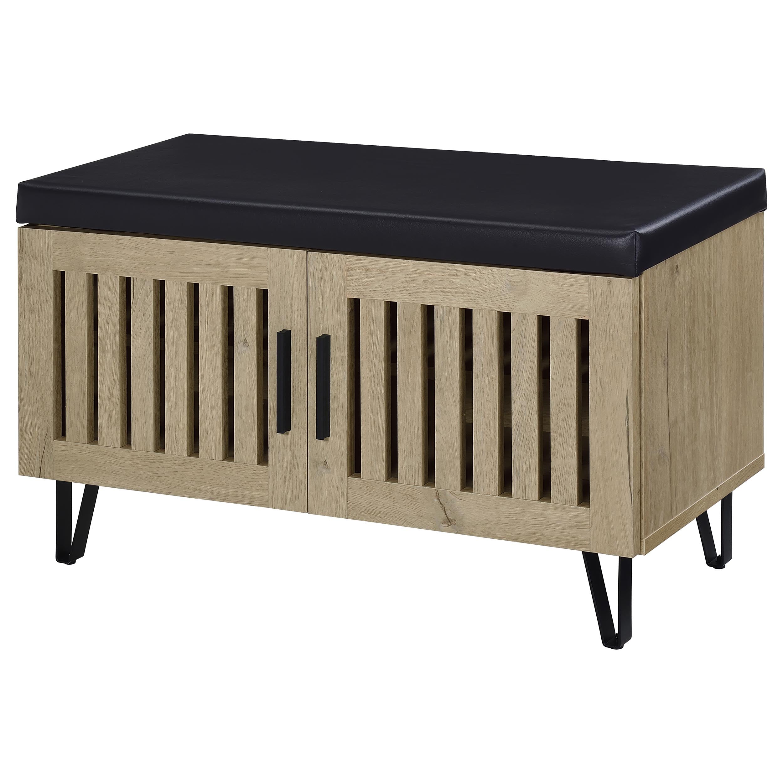 Brixton 2-door Padded Entryway Shoe Storage Bench White Oak-