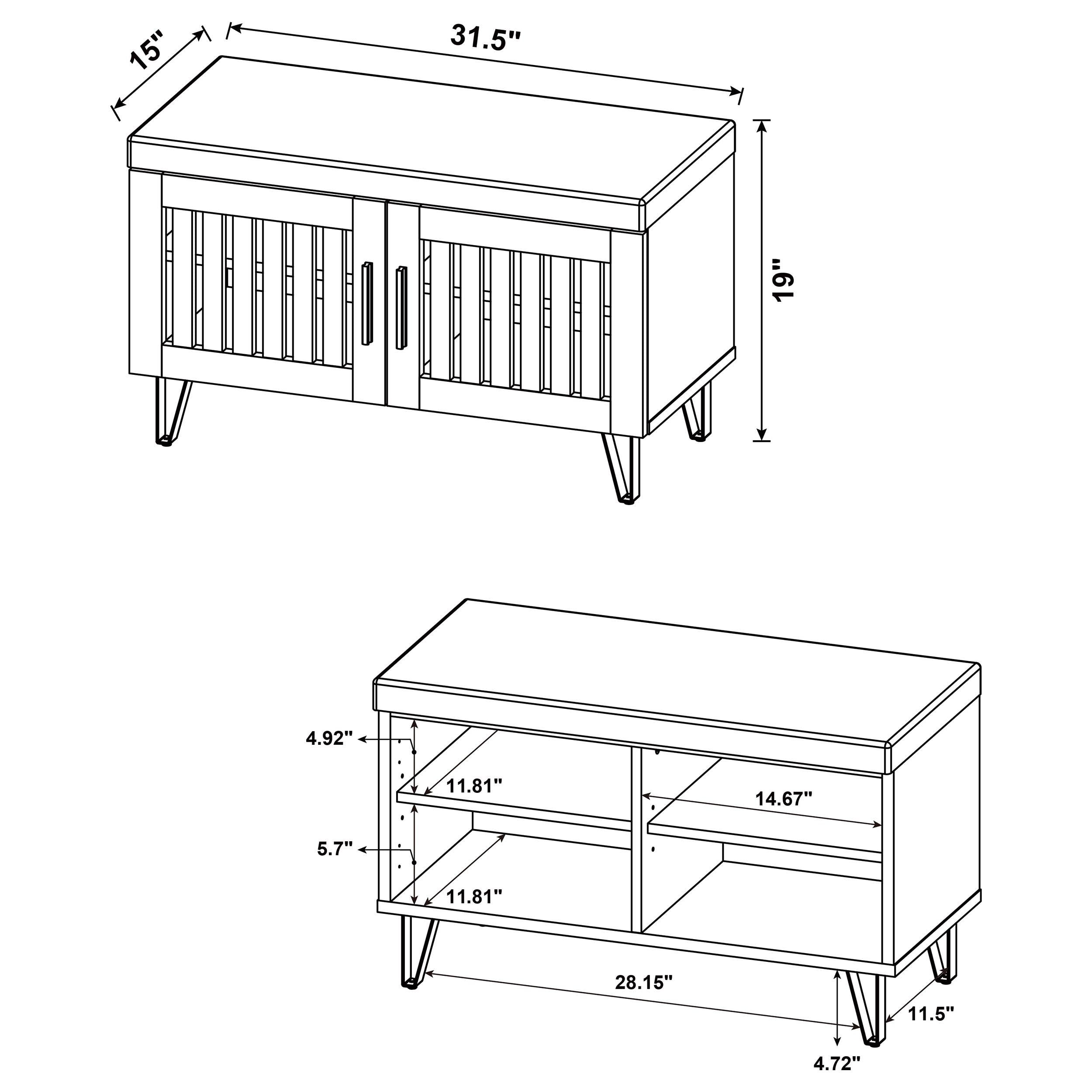 Brixton 2-door Padded Entryway Shoe Storage Bench White Oak-