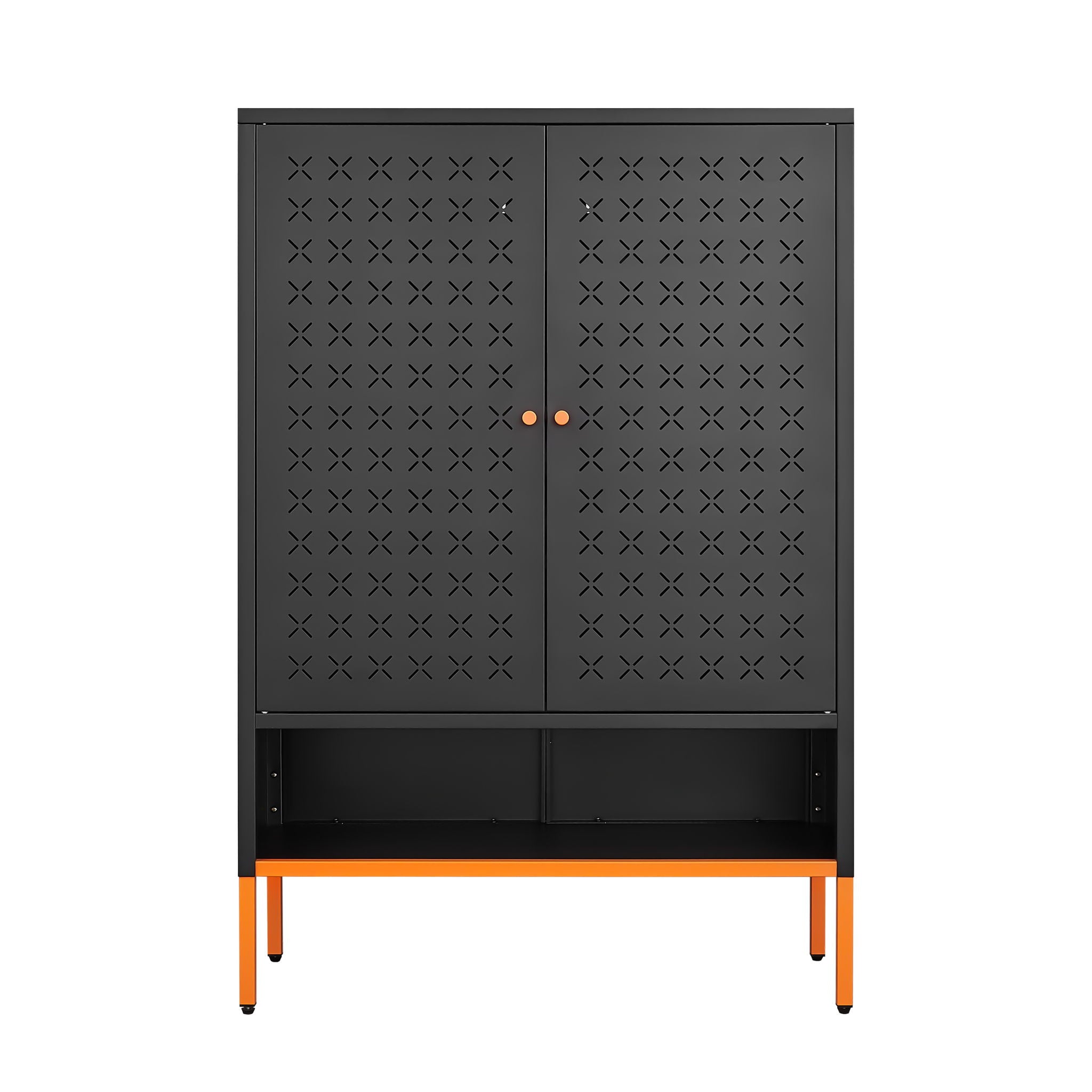 Gjg Hua - Shoe Cabinet With Ergonomic Steel Handle And Breathable Butterfly Door - Black