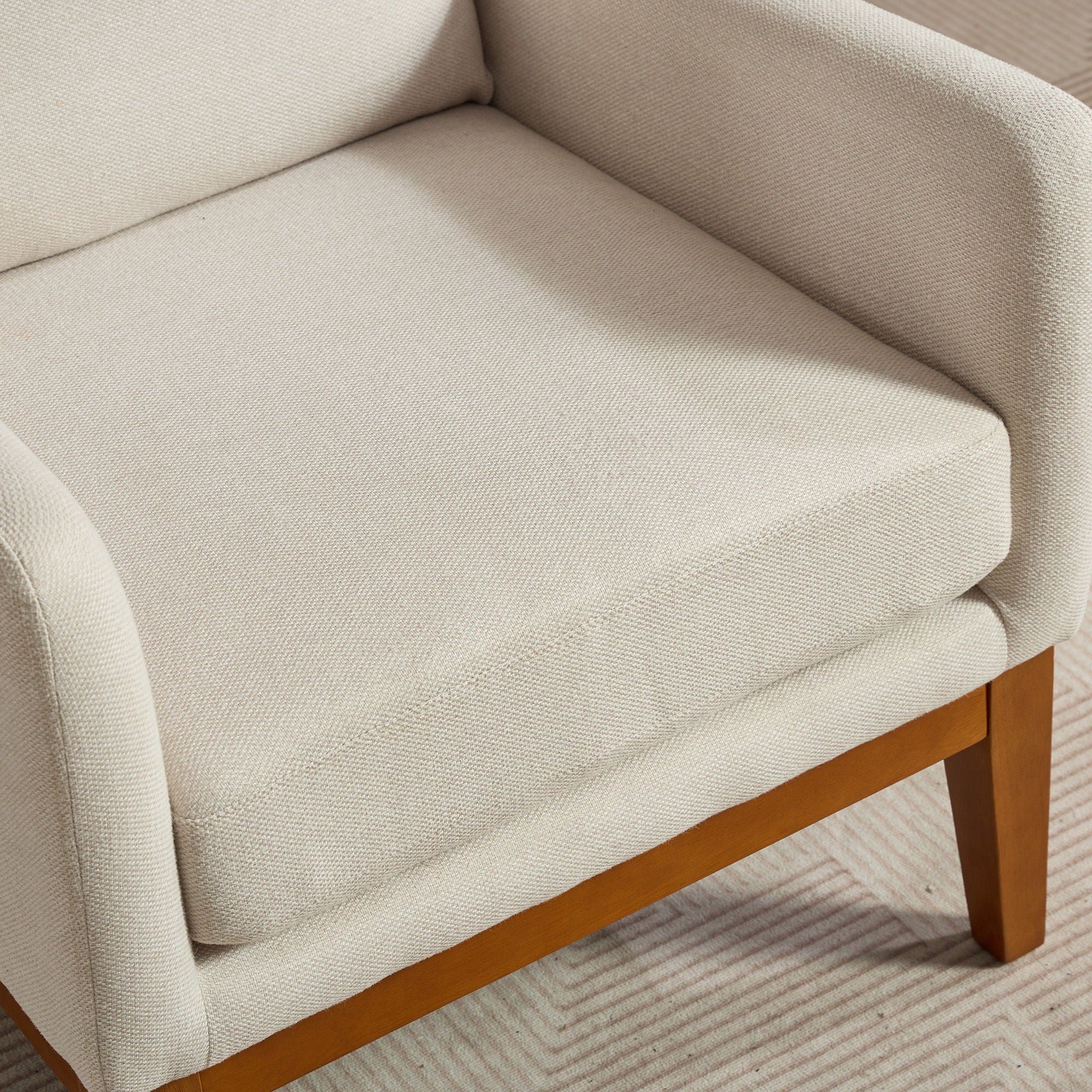Wide Modern Accent Chair With Wood Legs For Living Room
