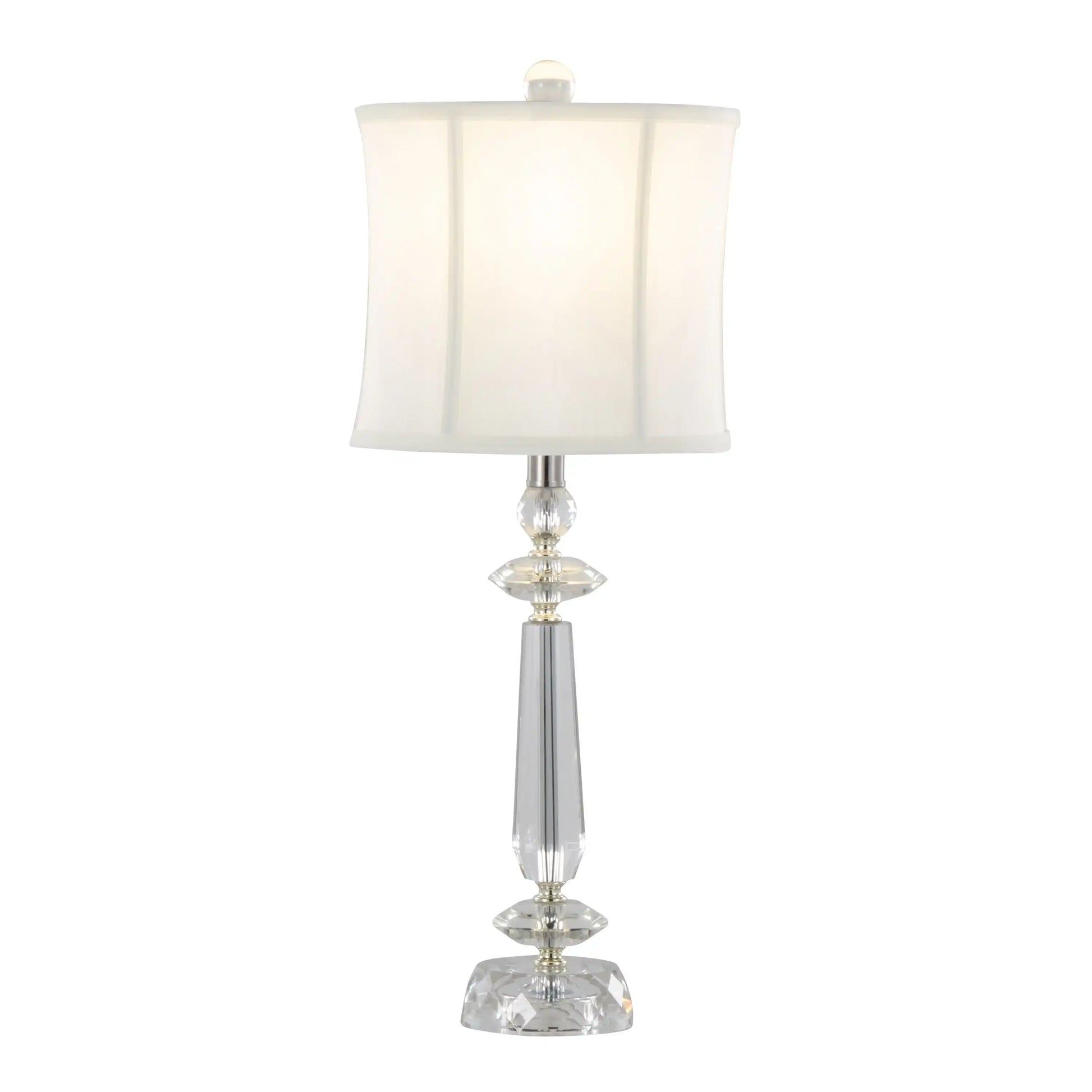 Karat - Contemporary Crystal Table Lamp (Set of 2) - Clear Crystal / Chrome / White Softback - Best Buy Furniture