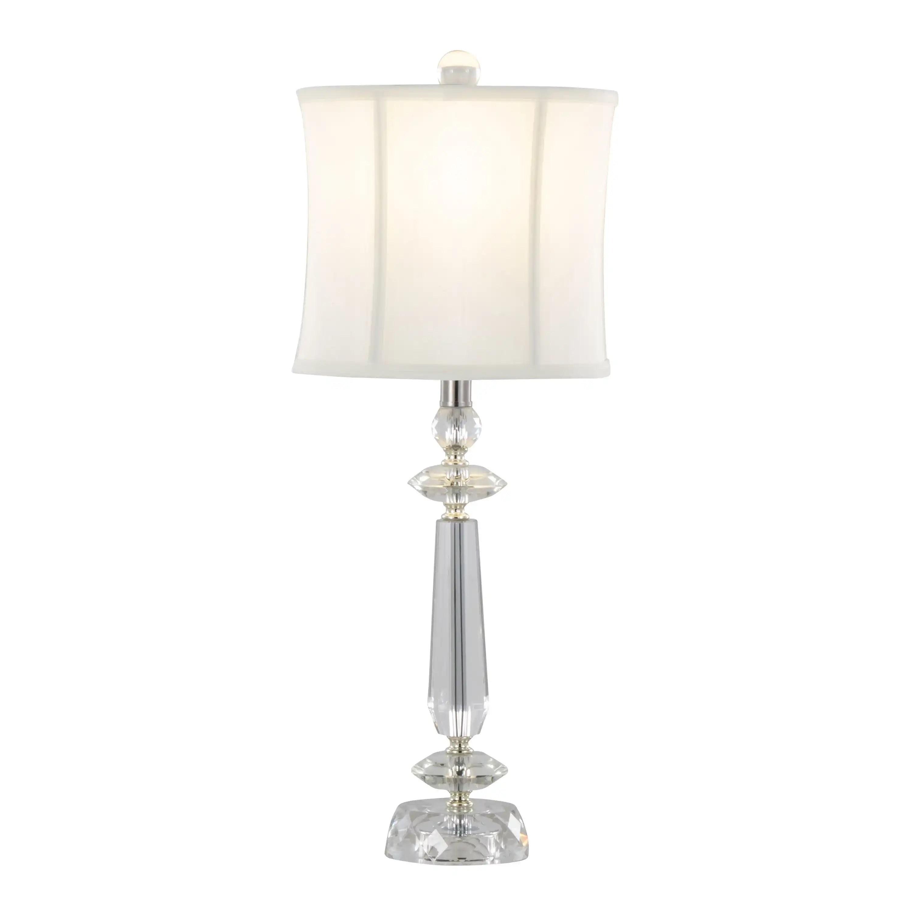 Karat - Contemporary Crystal Table Lamp (Set of 2) - Clear Crystal / Chrome / White Softback - Best Buy Furniture