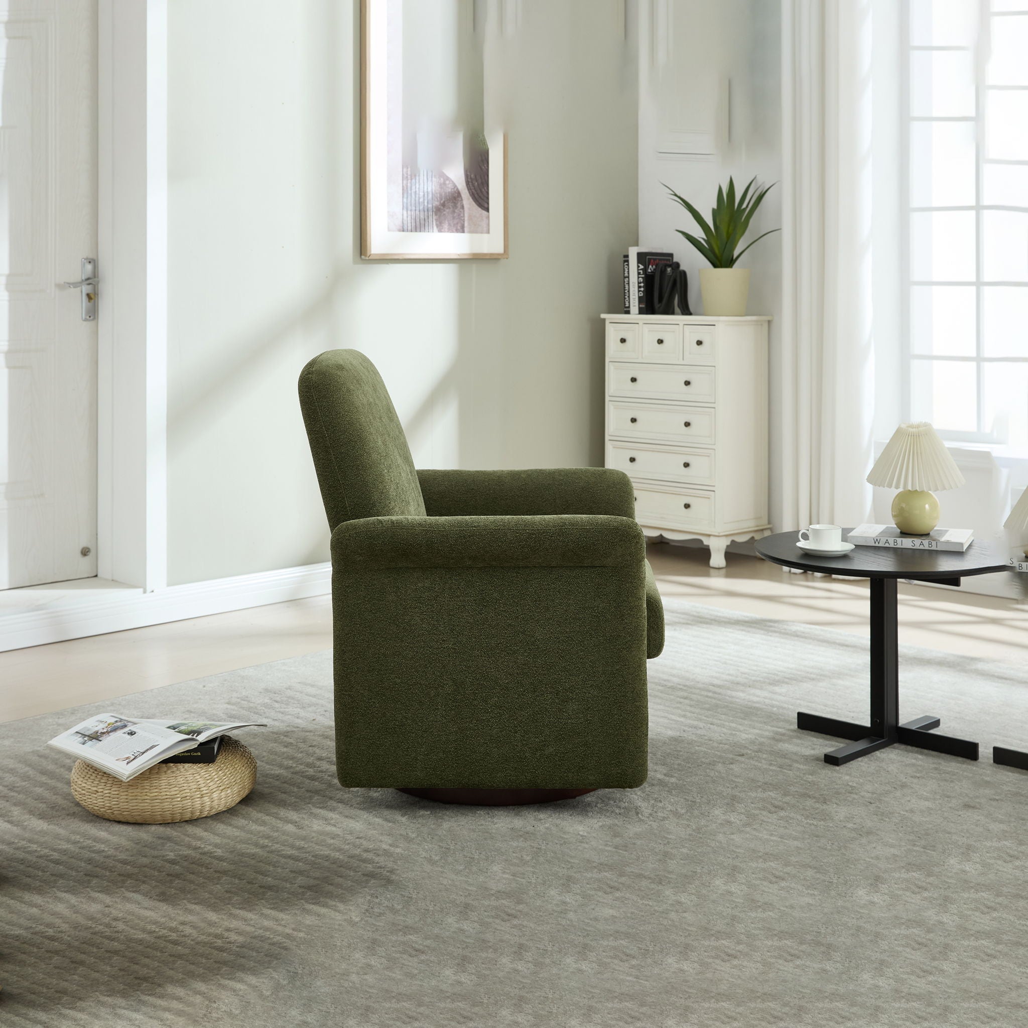 Modern Swivel Barrel Accent Chair With Base