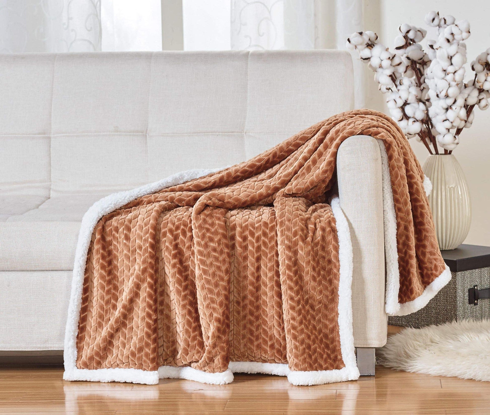 Decor&More HomeEssentials Ultra Lush Heavy Sherpa Throw Blanket (50" x 60") - Best Buy Furniture