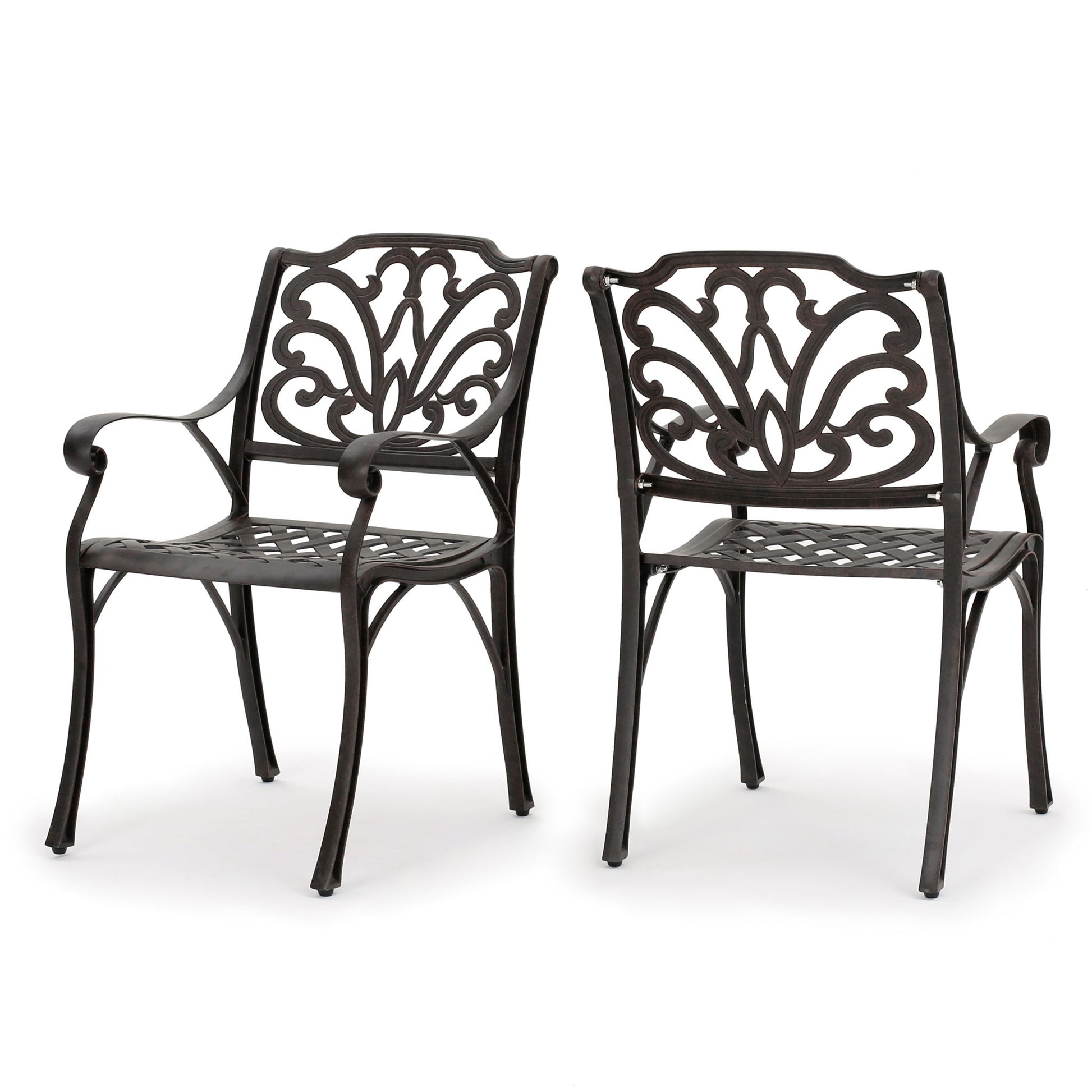 Patio Cast Aluminum Outdoor Dining Chairs (Set of 2) - Bronze - Best Buy Furniture