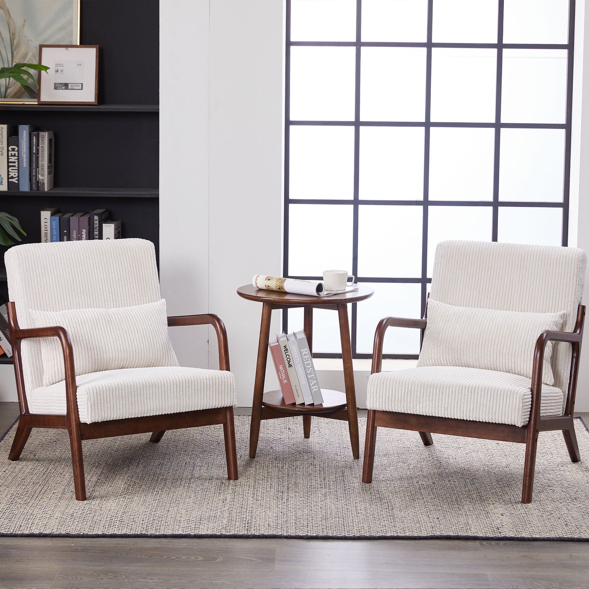 Accent Chair With Pillow And Wood Frame