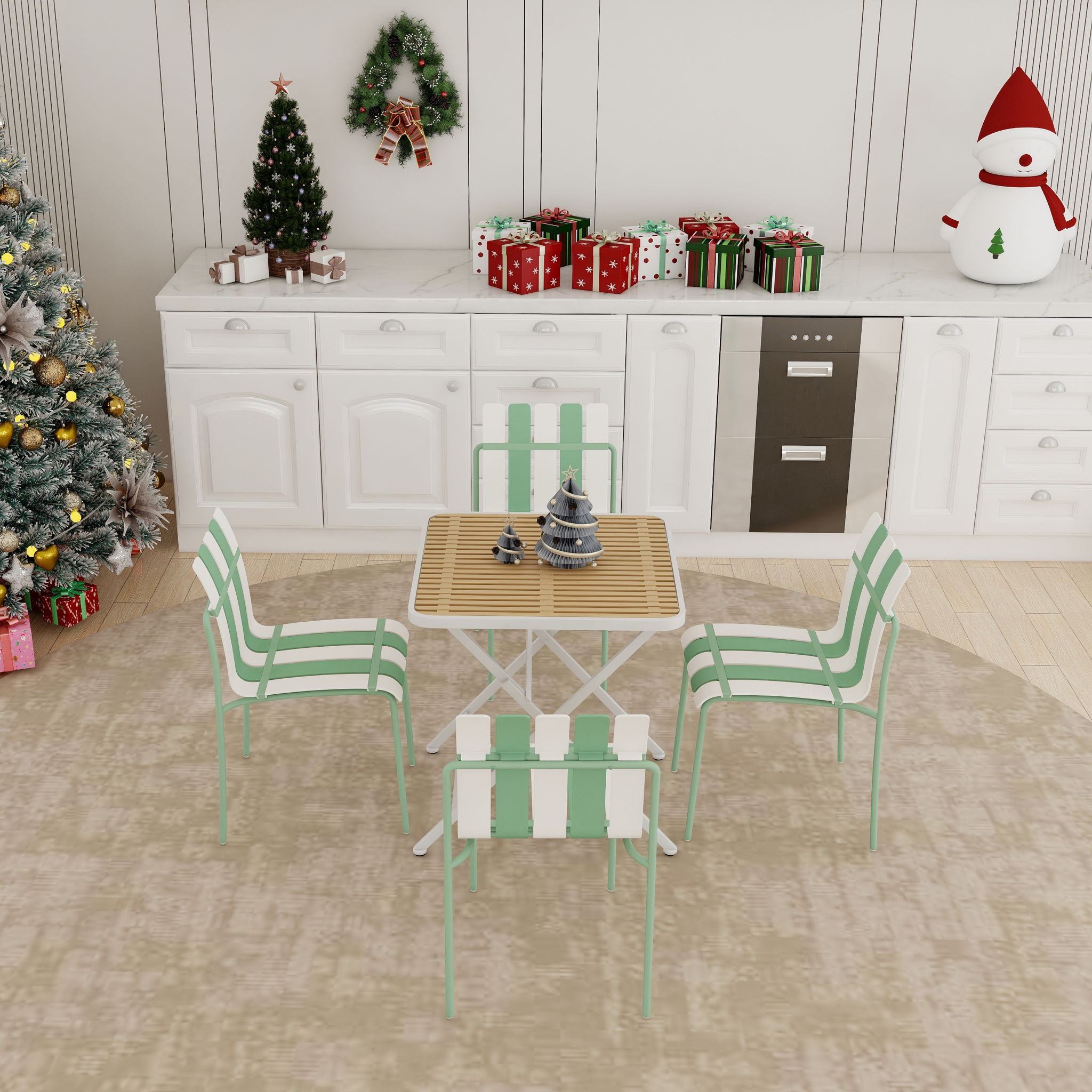 4 Piece Set Of Modern Color Block Designed Single Chairs