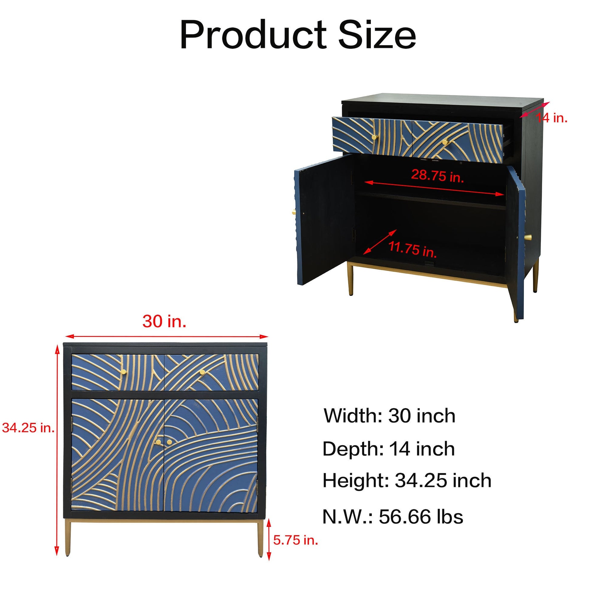 Black & Blue Modern MDF Storage Cabinet – Adjustable Shelf & Drawer - Best Buy Furniture