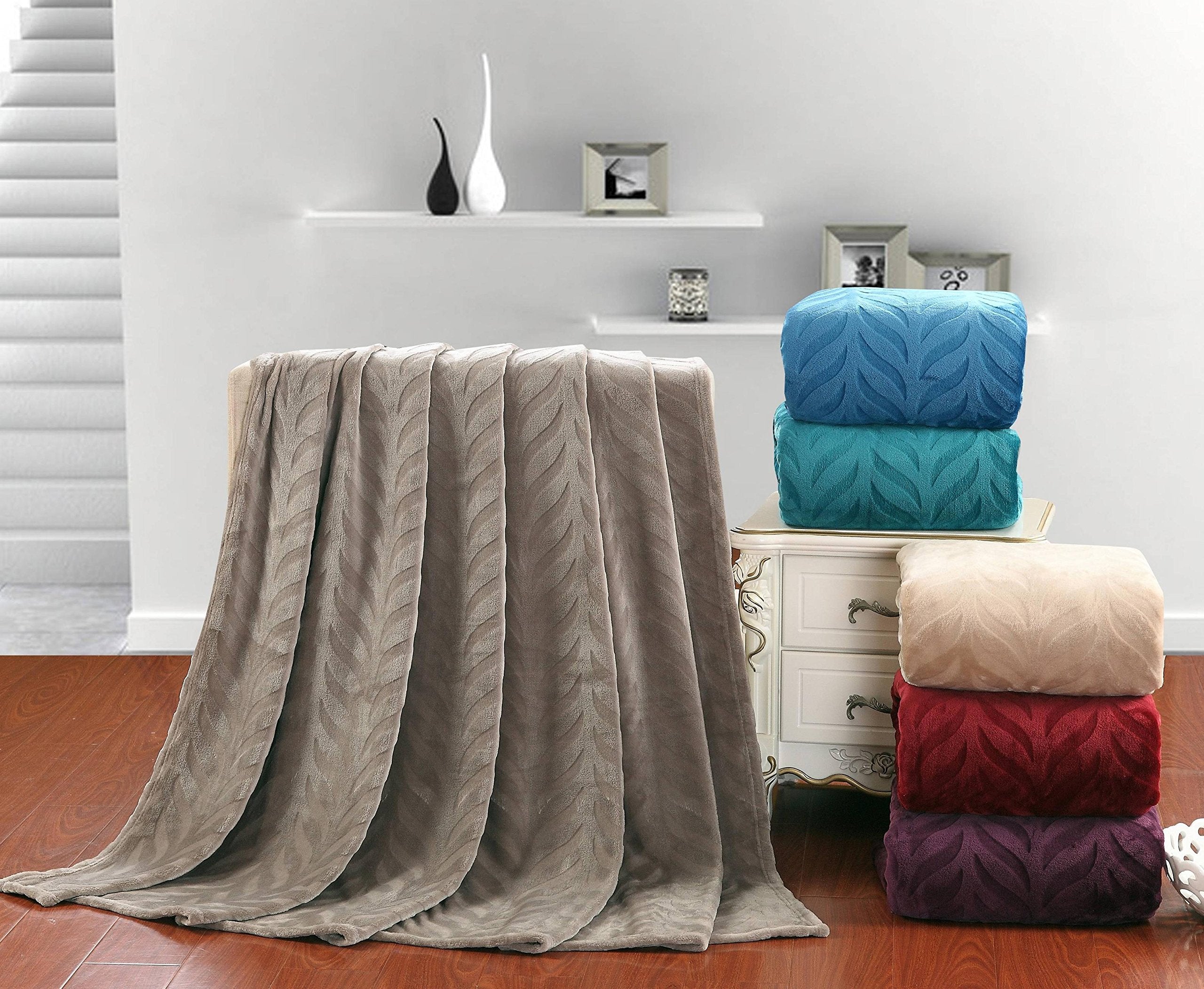 Faith, Hope, Love Home Decor Velvet Touch Microplush Leaf Etched Jacquard Blanket - Best Buy Furniture