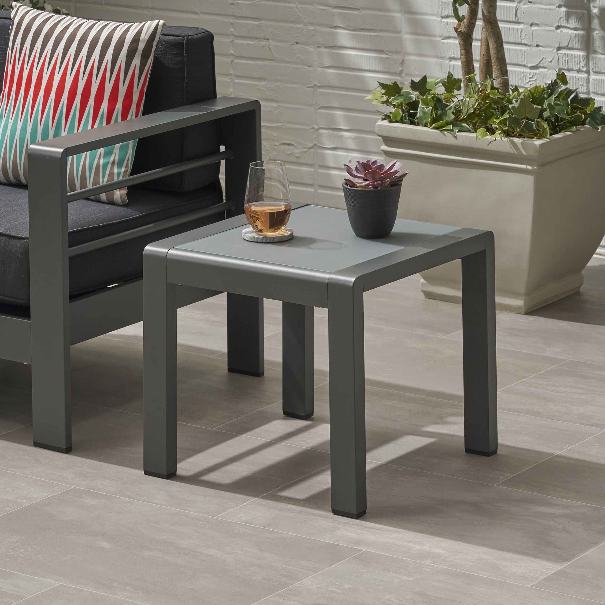 Cape Coral - Contemporary Side Table With Frosted Glass Top