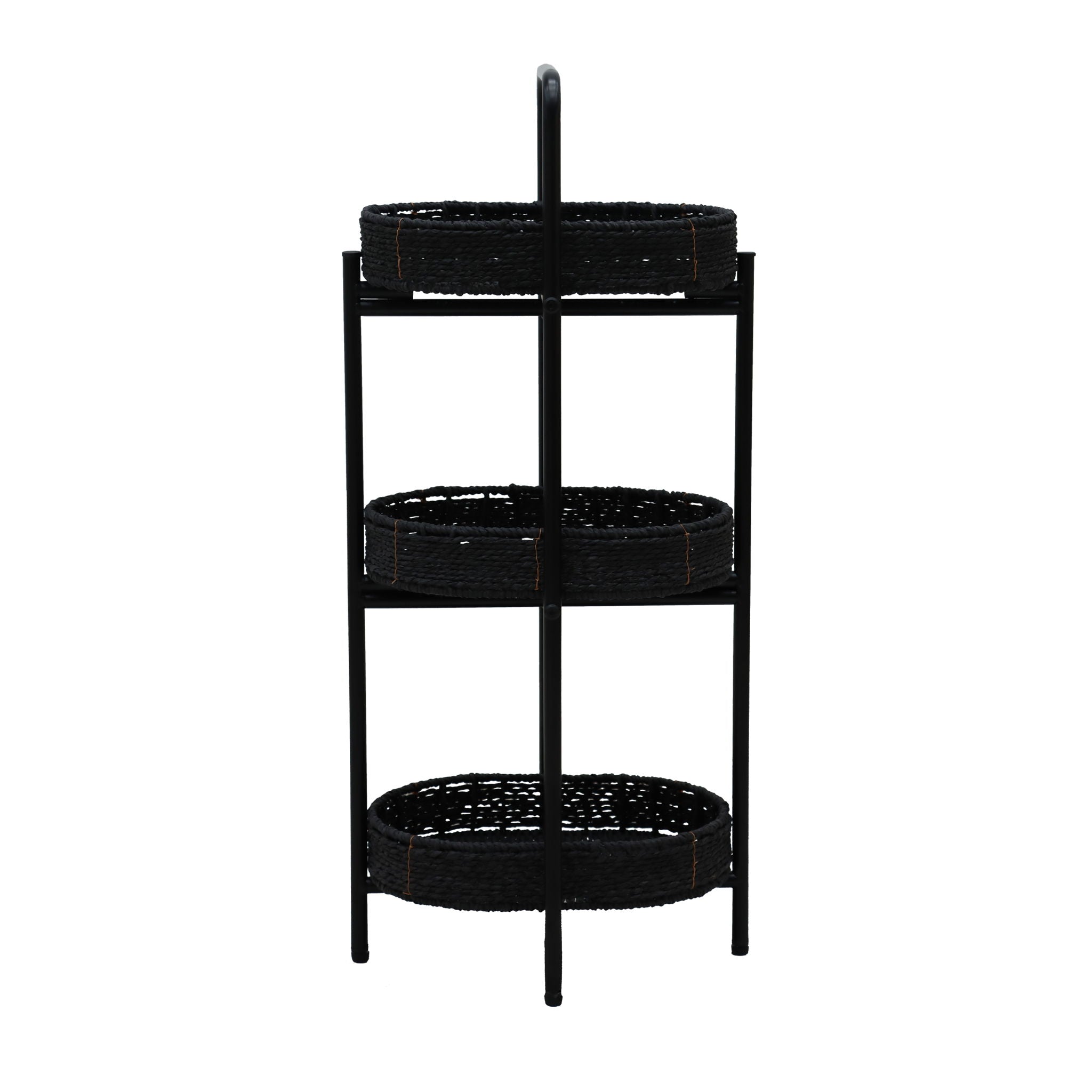 Modern 3 Tier Handwoven Side Table With Oval Organizer