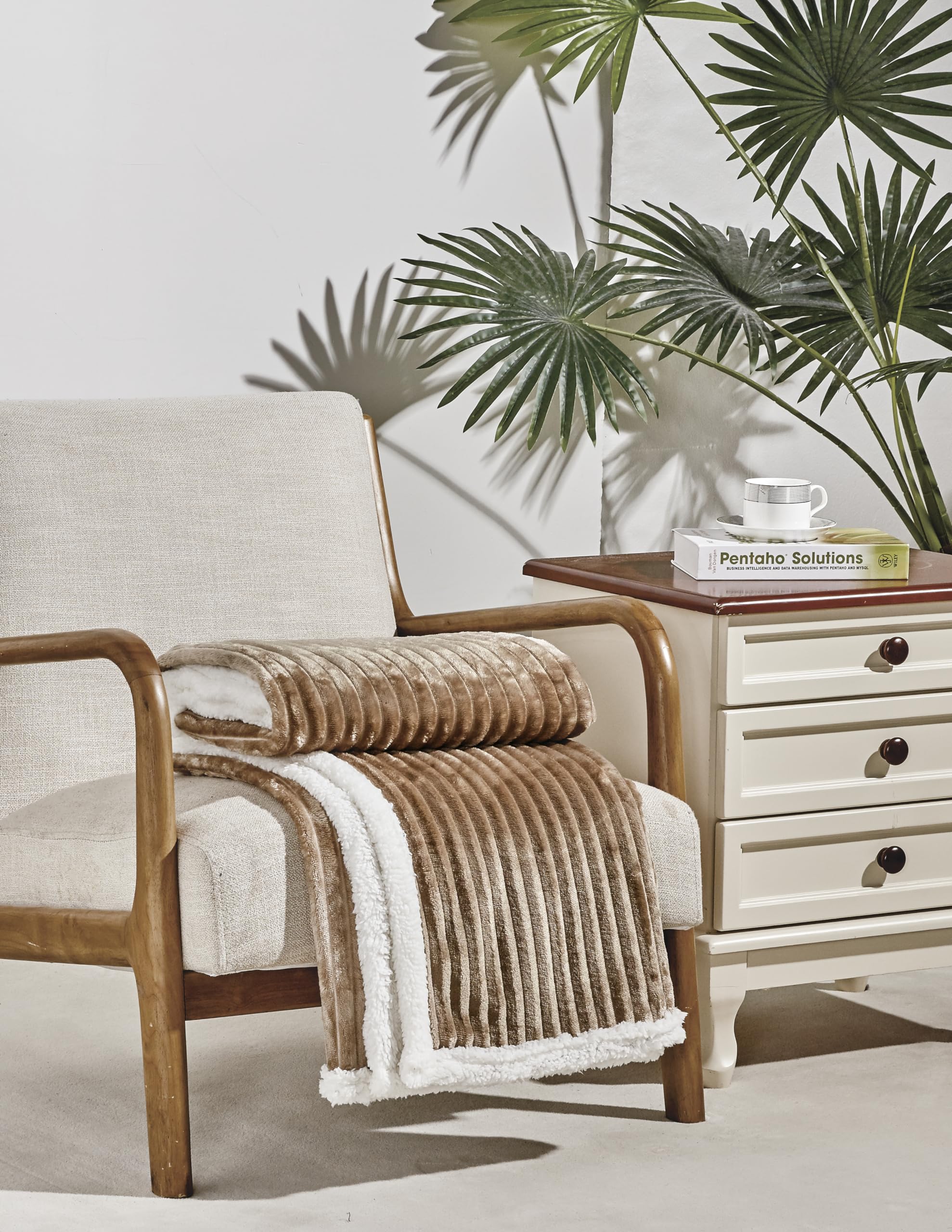 Decor&More Ultra Lush Reversible Sherpa Corduroy Throw Blanket (50" x 60") - gray - Best Buy Furniture