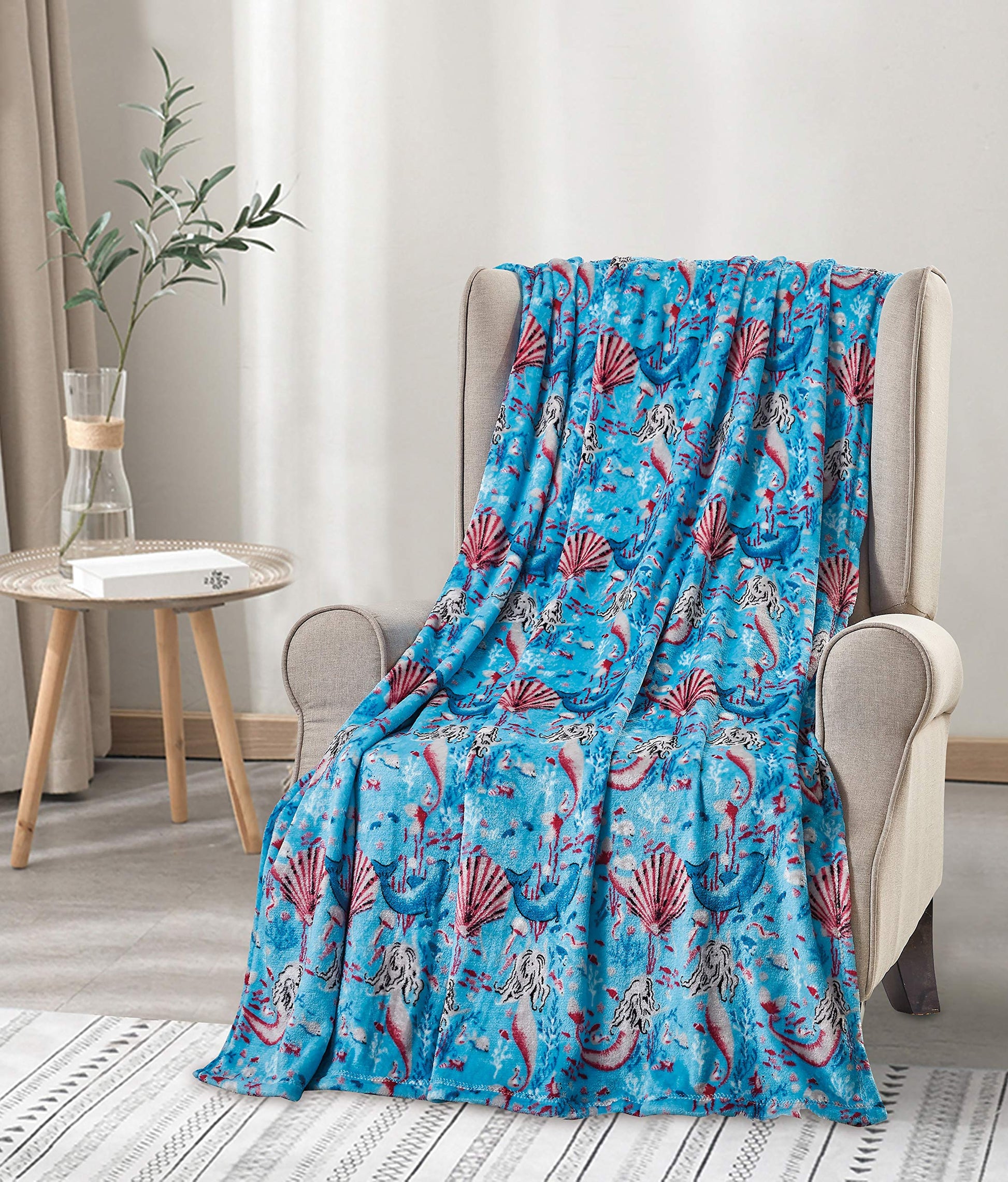 Decor&More Under The Sea Collection Microplush Throw Blanket (50" x 60") - Mermaid Paradise - Best Buy Furniture