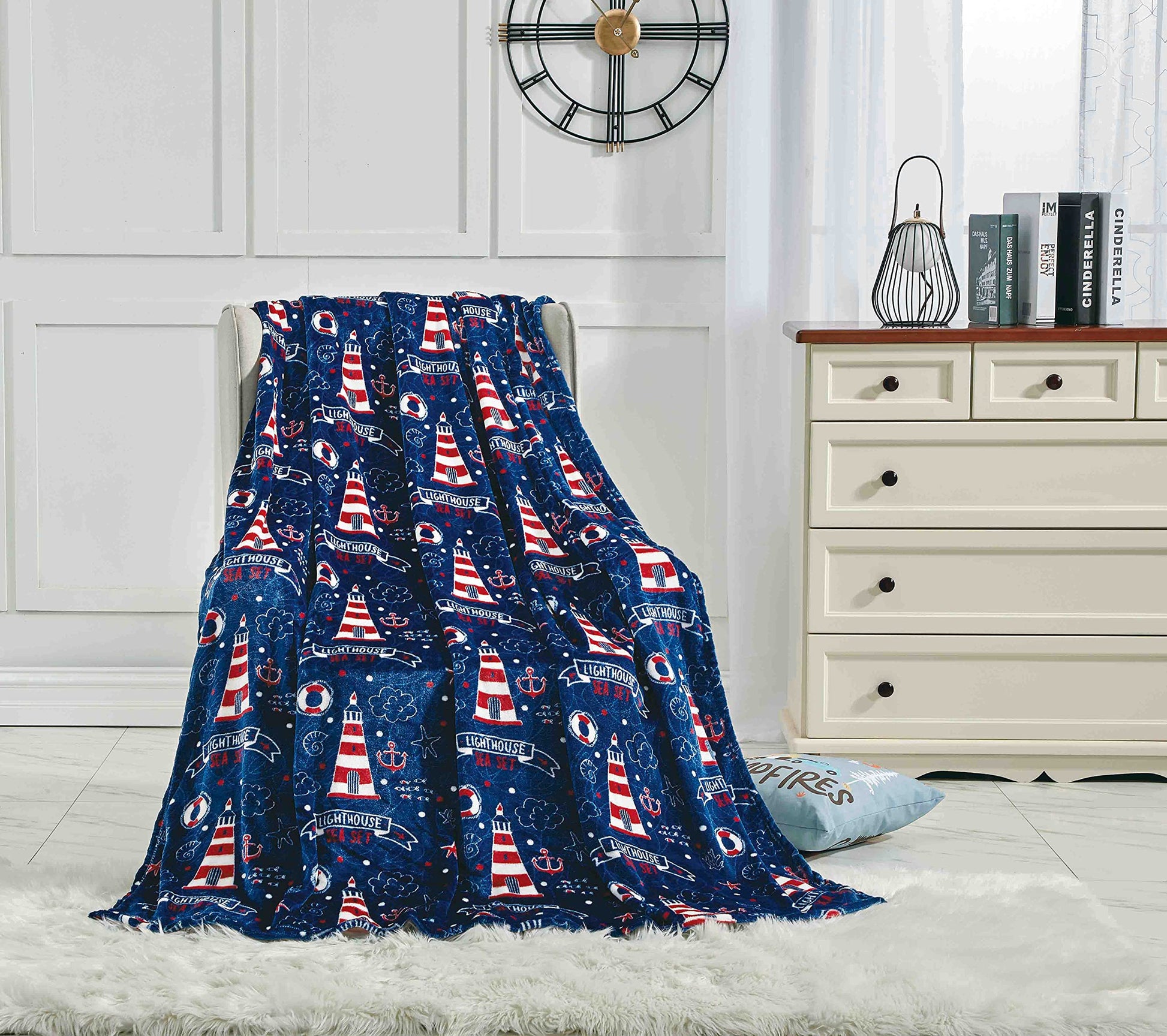 Faith, Hope, Love Home Decor The Shore Summertime Extra Soft Microplush Throw Blanket (50" X 60") - Lighthouse Blanket - Best Buy Furniture