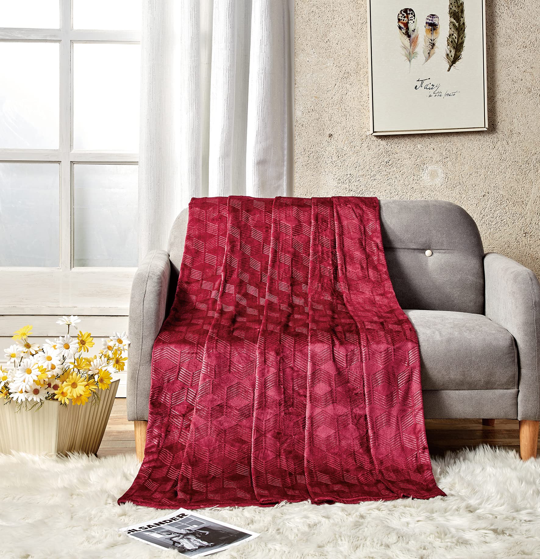 Ultra Plush by Decor&More Amrani Chevron Arrow Jacquard Microplush Blanket - Best Buy Furniture