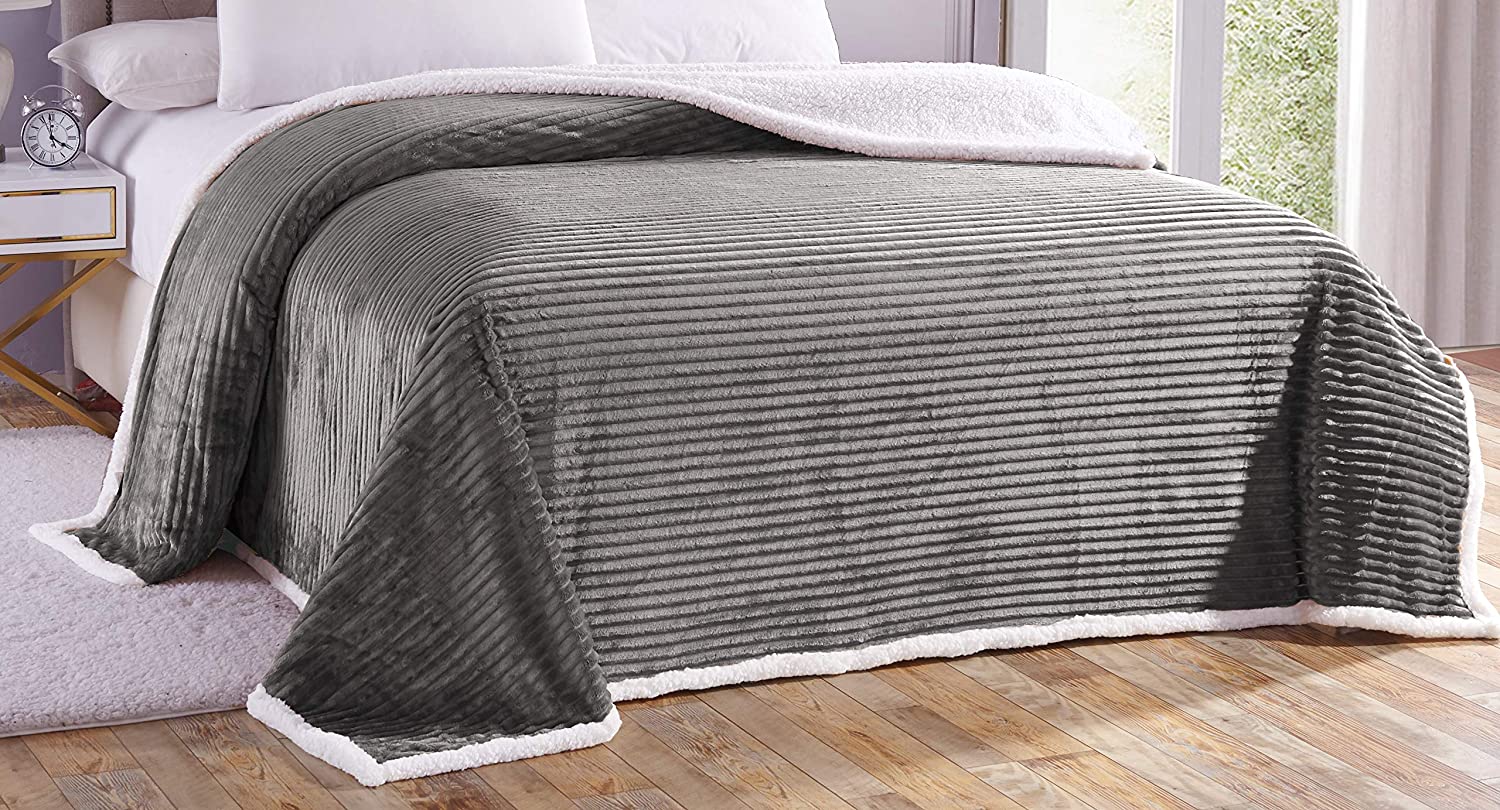 Decor&More Home Essentials Corduroy Sherpa Blanket - Best Buy Furniture
