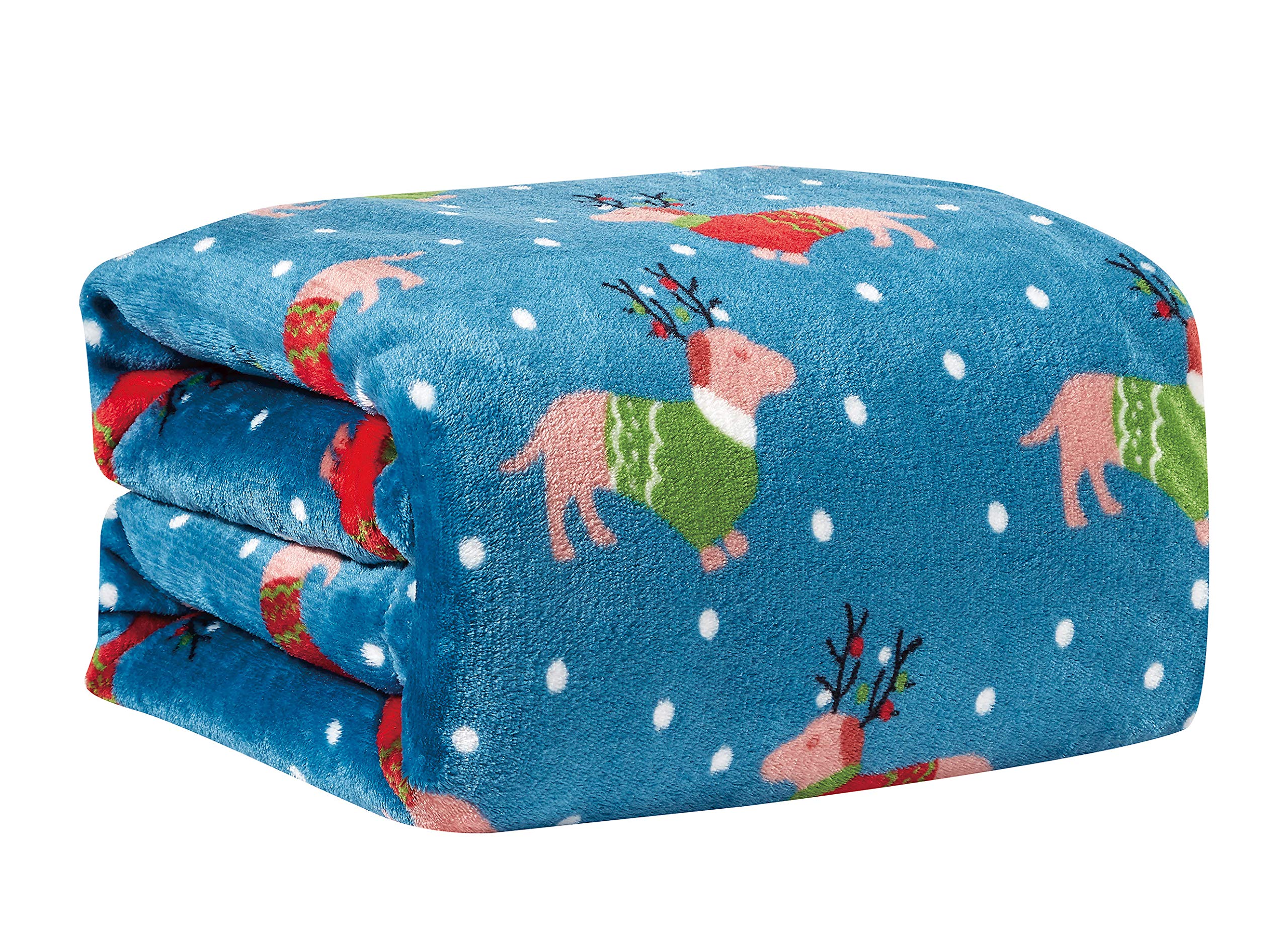 Decor&More Let it Snow Collection Microplush Holiday Throw Blanket (60" x 50") - Christmas Dogs - Best Buy Furniture