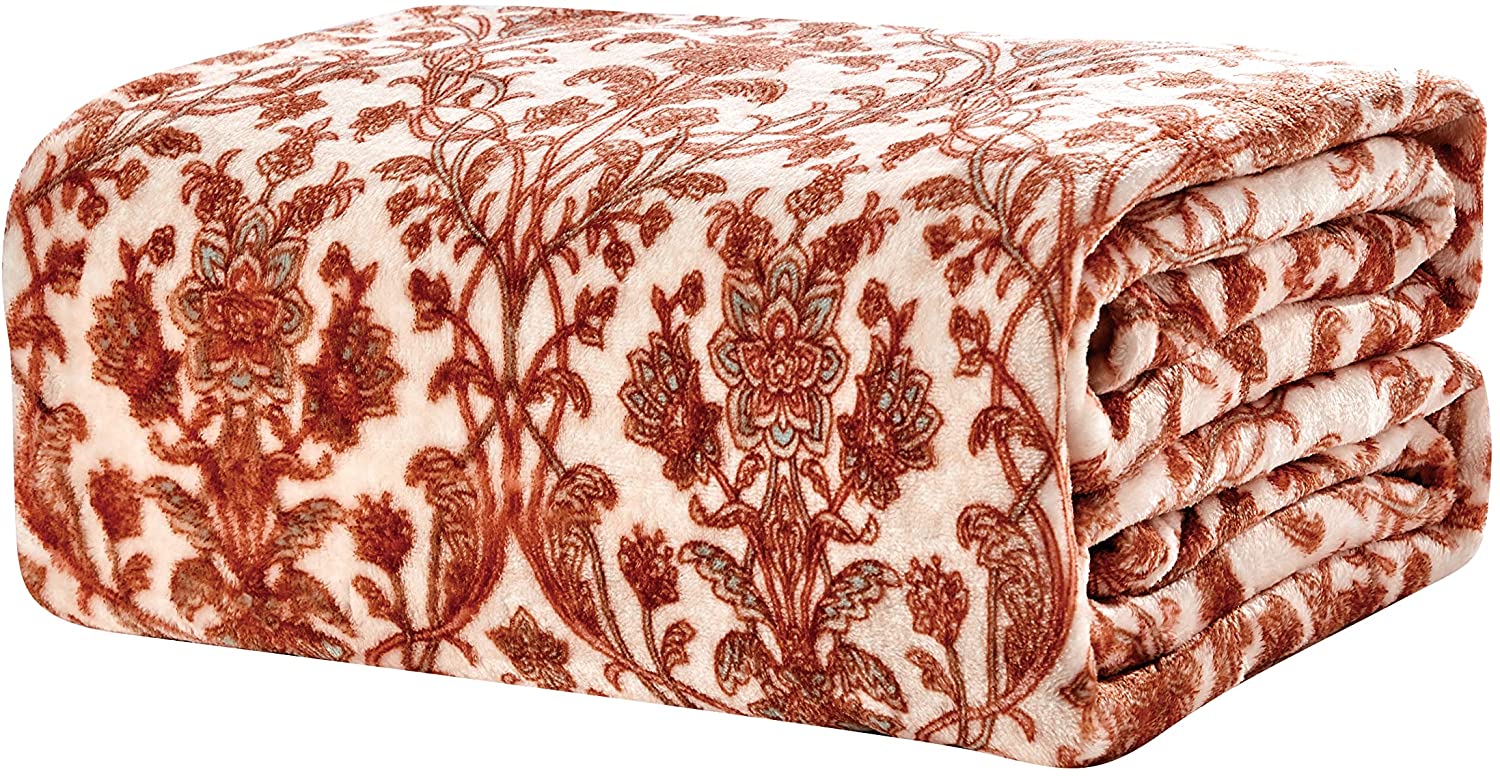 Floral vine luxe plush  twin size blanket (60" x 90")