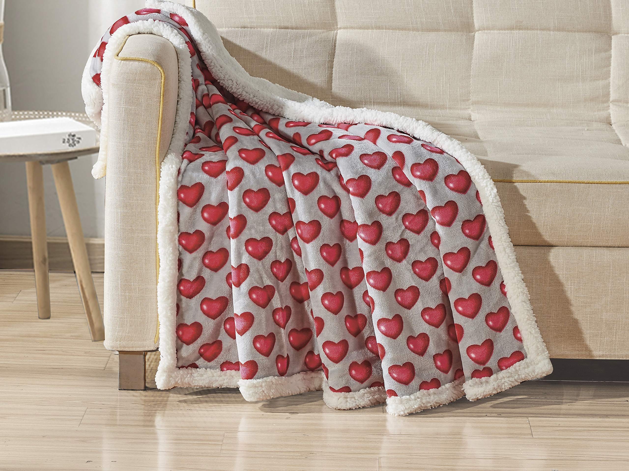 Decor&More Amor Eterno Be Mine Love Collection Valentine's Day Heart Ultra Plush Throw Blanket (50" x 60") - - Best Buy Furniture