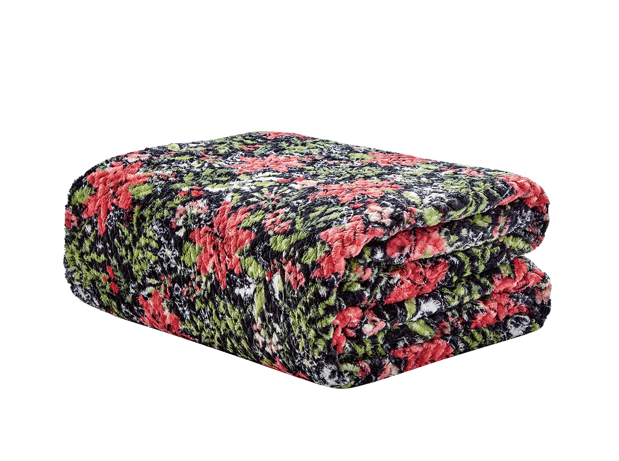 Poinsettia Oversized Jacquard Luxe Plush Holiday Throw Blanket (50" x 70") - Best Buy Furniture