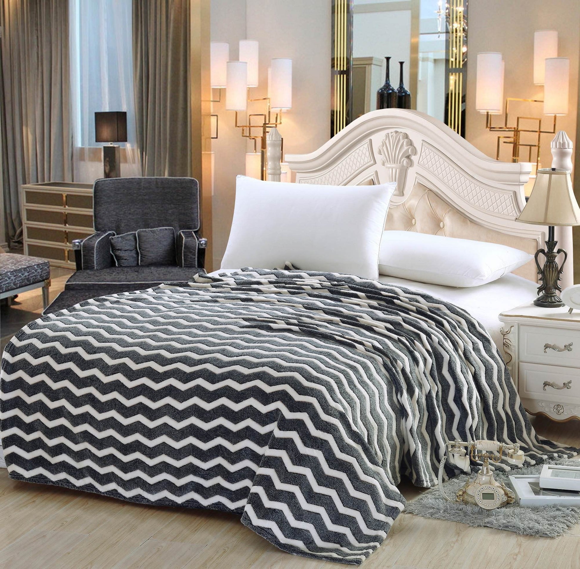 Faith, Hope, Love Home Decor Ultra Lush Full Size Chevron Microplush Blanke - Best Buy Furniture