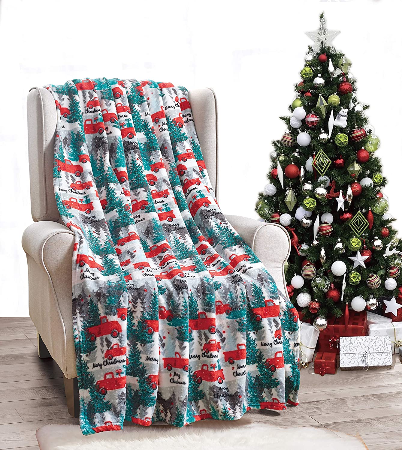 Festive holiday microplush throw blanket (50" x 60")