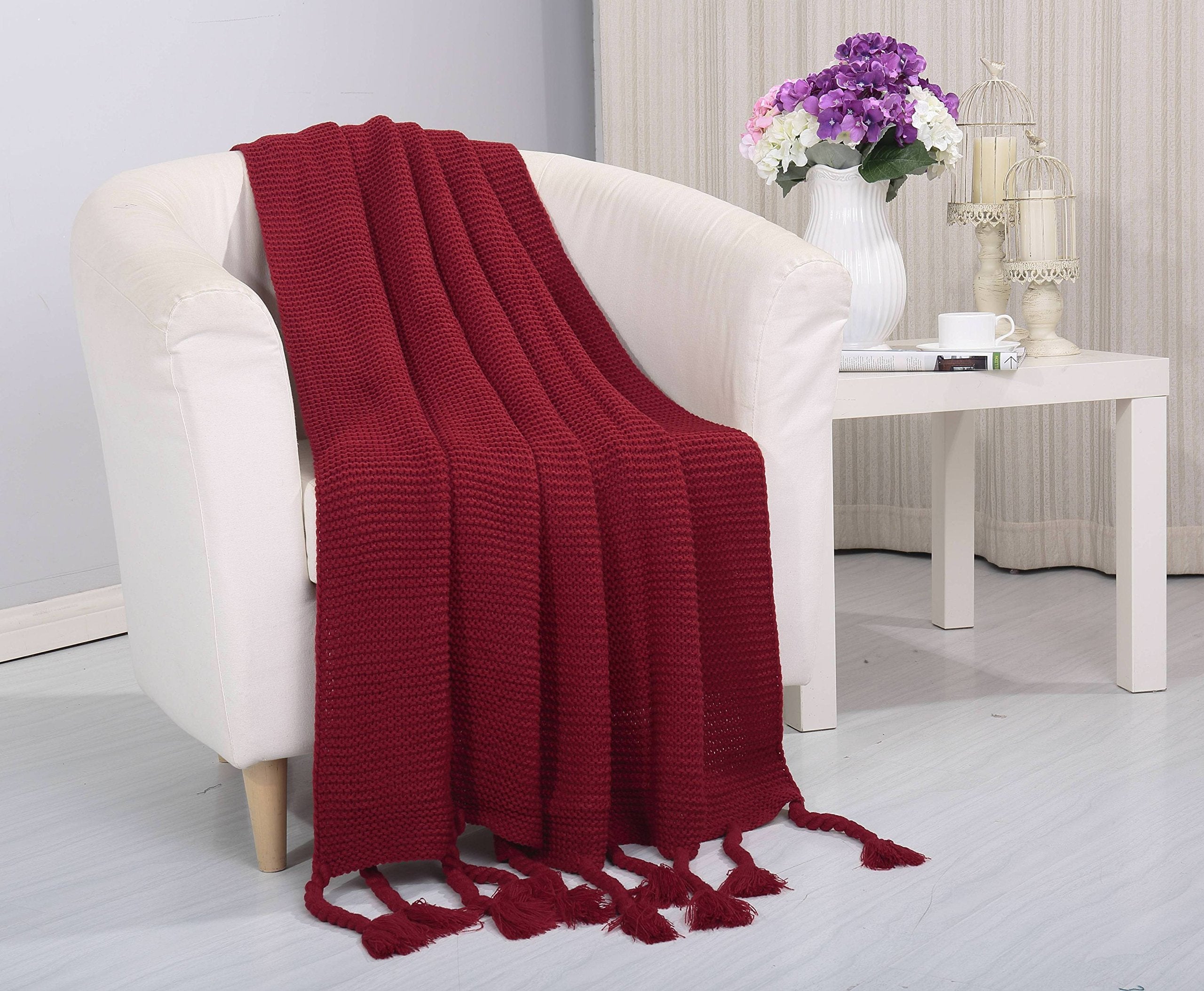 Faith, Hope, Love Home Decor Soft Touch Classic Woven Knitted Throw Blanket With Fringe - Best Buy Furniture