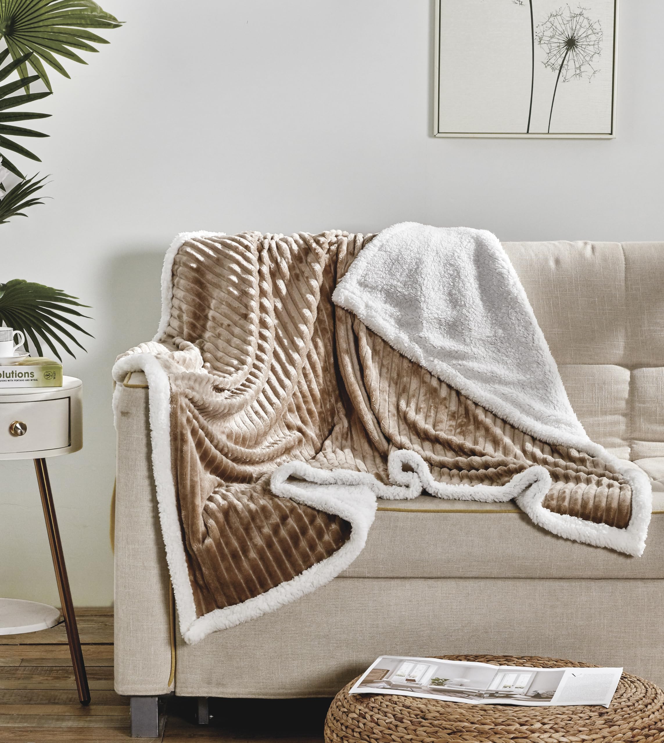 Decor&More Ultra Lush Reversible Sherpa Corduroy Throw Blanket (50" x 60") - gray - Best Buy Furniture