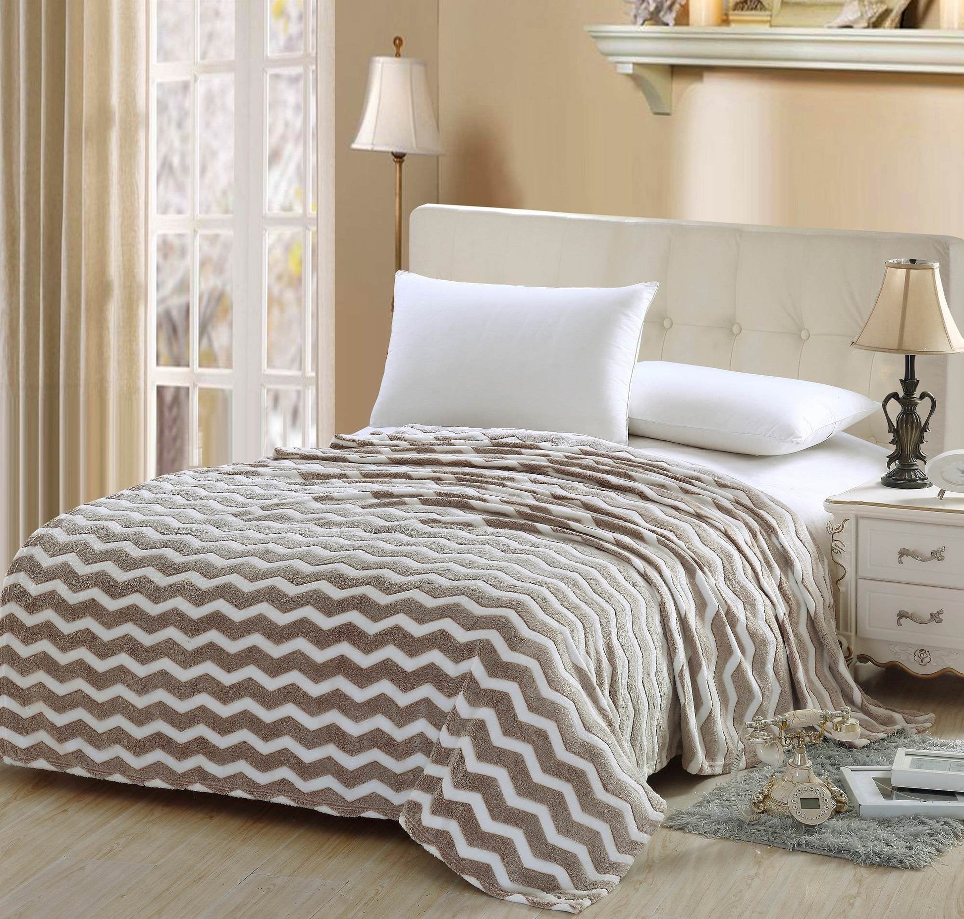 Faith, Hope, Love Home Decor Ultra Lush Full Size Chevron Microplush Blanke - Best Buy Furniture
