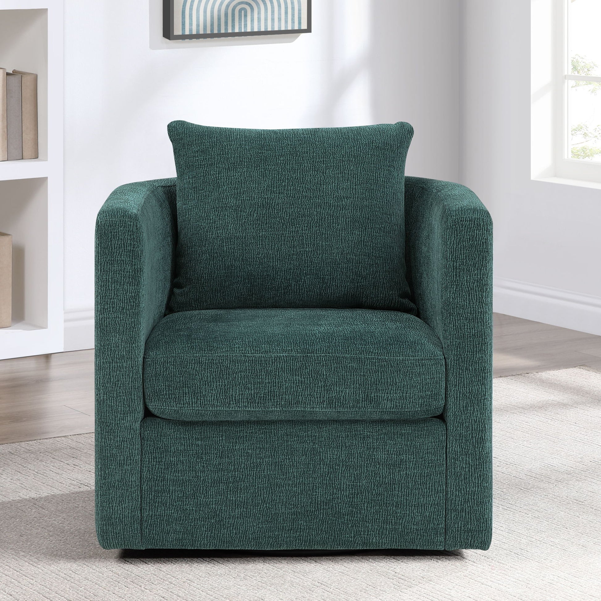 Sutton - Swivel Barrel Chair - Peacock - Best Buy Furniture