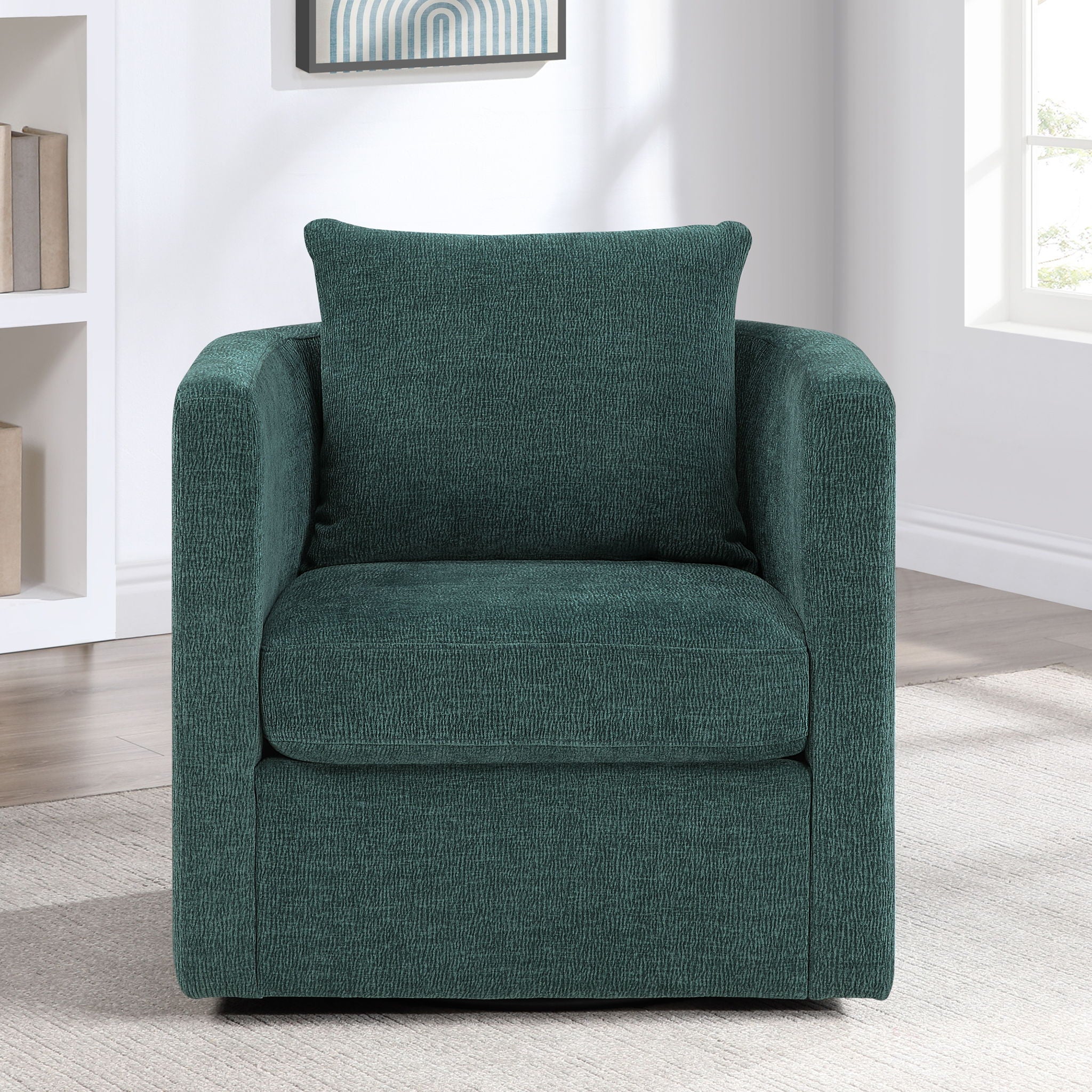 Sutton - Swivel Barrel Chair - Peacock - Best Buy Furniture