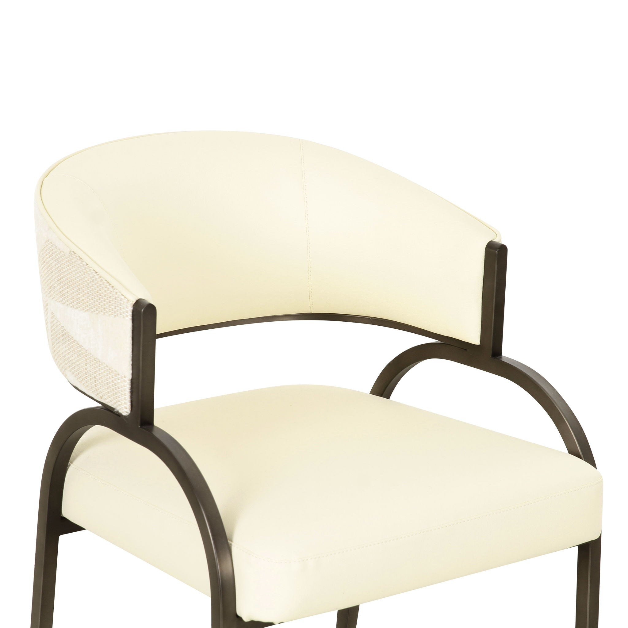 Tatum - Vegan Leather And 2-Tone Jacquard Dining Chair - Cream