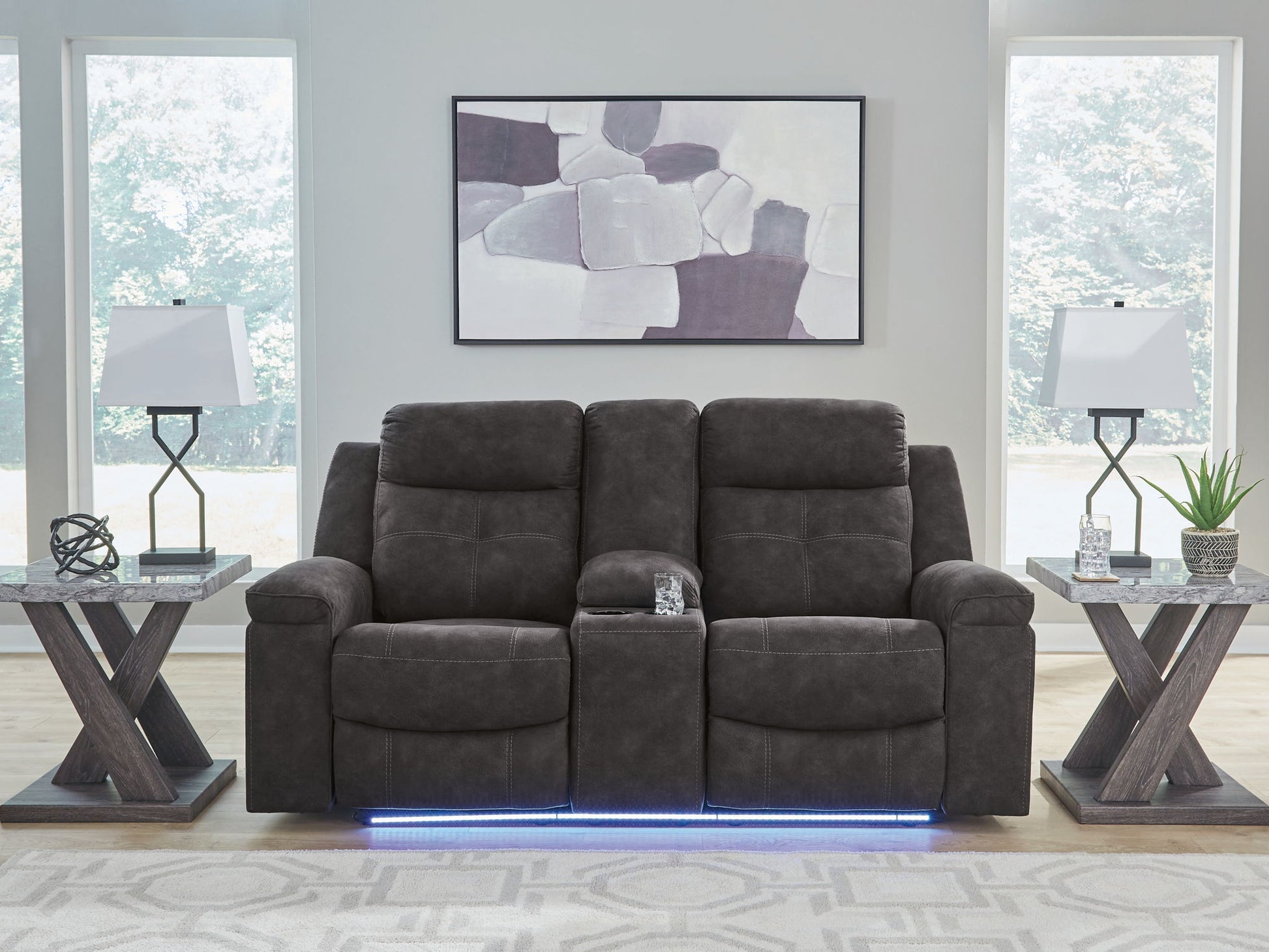 Brysonview - Double Reclining Loveseat With Console - Charcoal - Best Buy Furniture