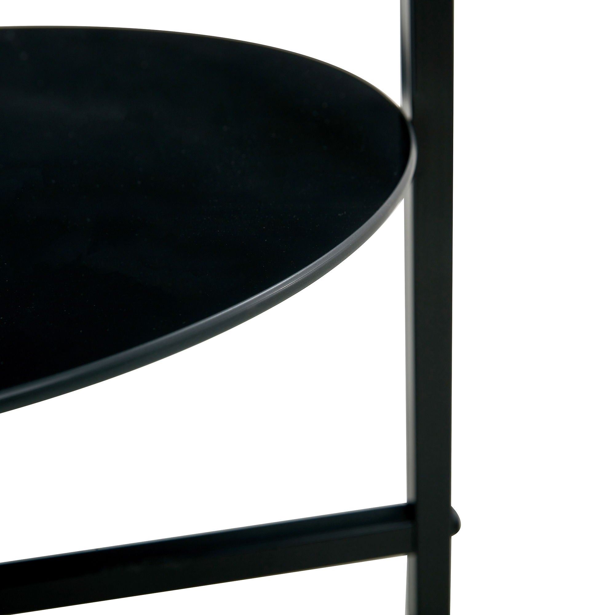 JWS Tempered Glass End Table (Set of 2), Round Coffee Table For Bedroom Living Room Office - Black