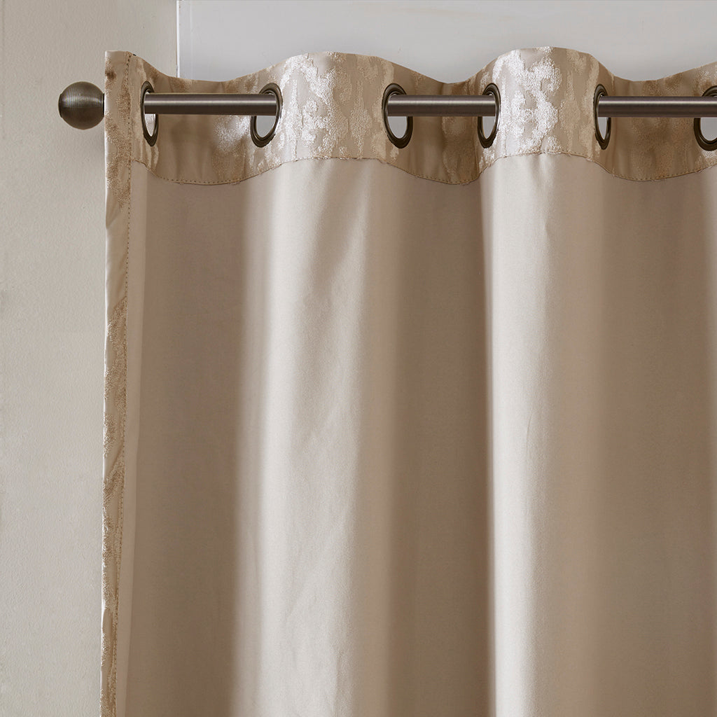 Knitted jacquard damask total blackout grommet top curtain panel (only 1 pc panel)
