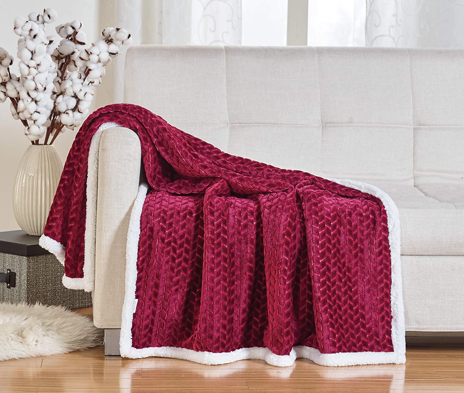 Home essentials ultra lush heavy sherpa throw blanket (50" x 60")