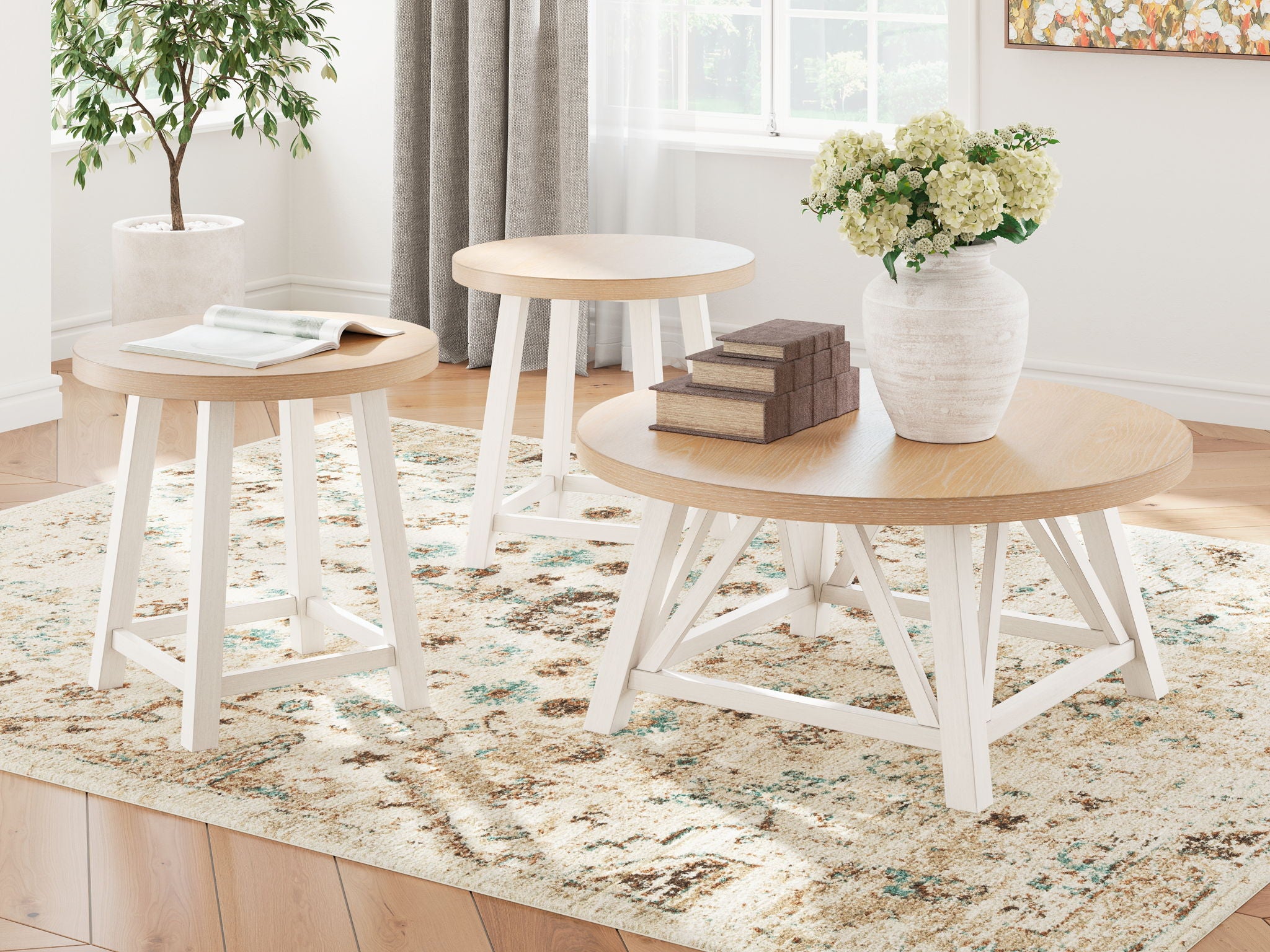 Fawndell - Occasional Table Set (Set of 3) - Antique White / Brown - Best Buy Furniture