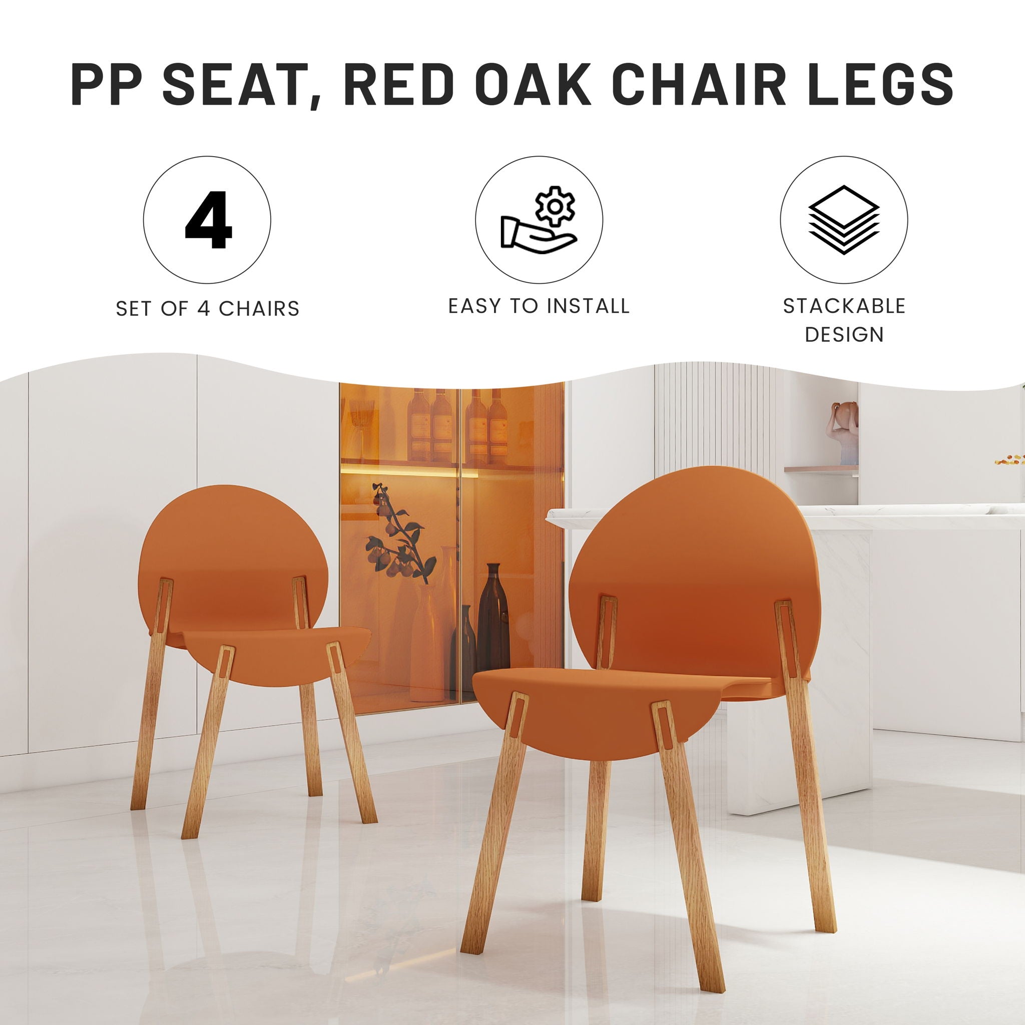 4 Piece Set Of Single Chairs With Long Table