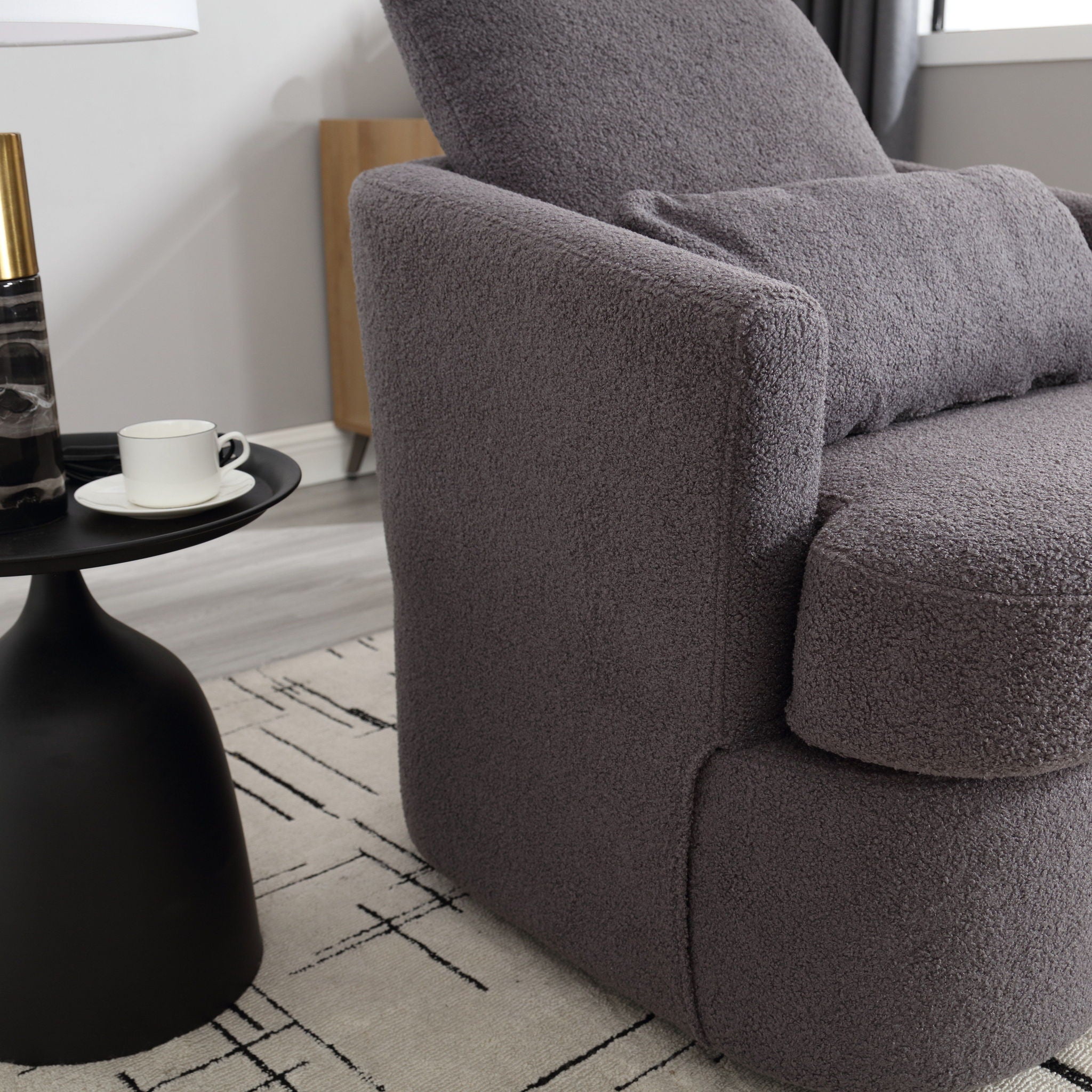 Modern Barrel Comfy Round Accent Sofa Chair, 360 Degree Swivel