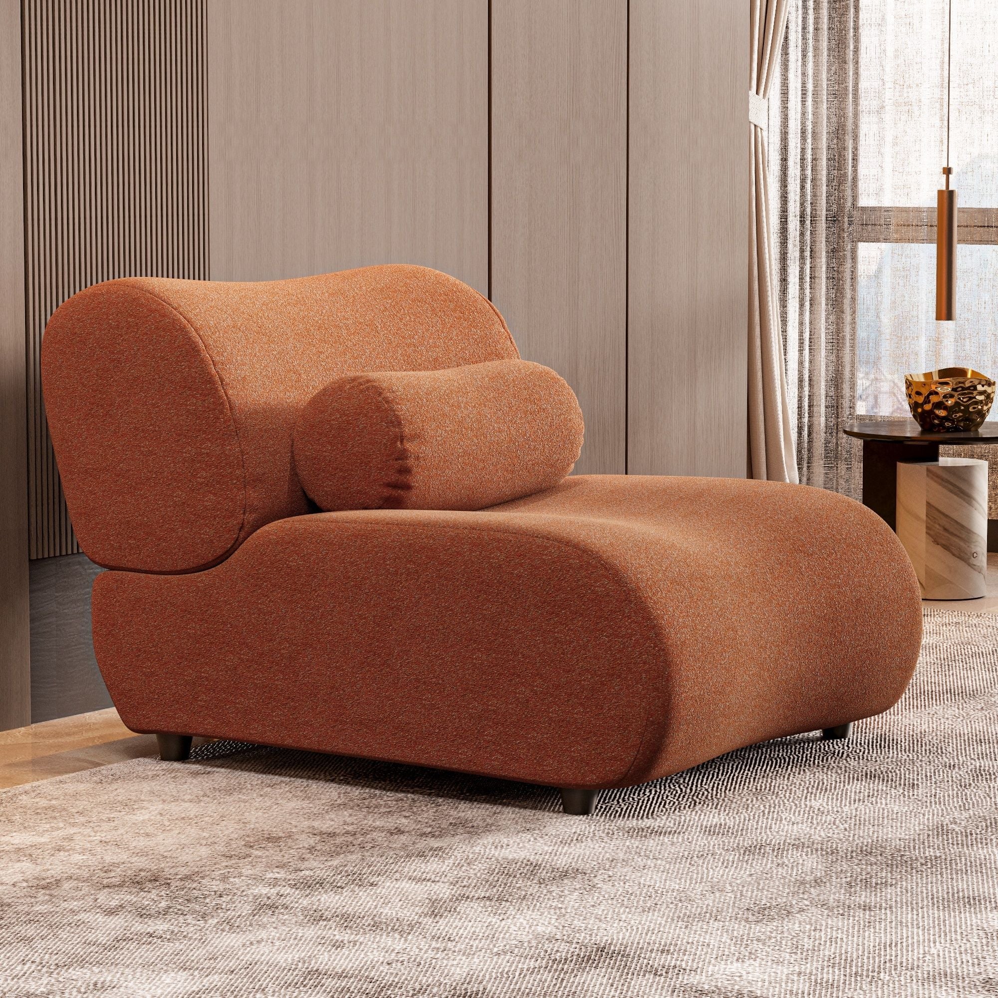 1 Piece Luxury Chenille Fabric Modular Sofa With Spring Cushions & Hidden Legs