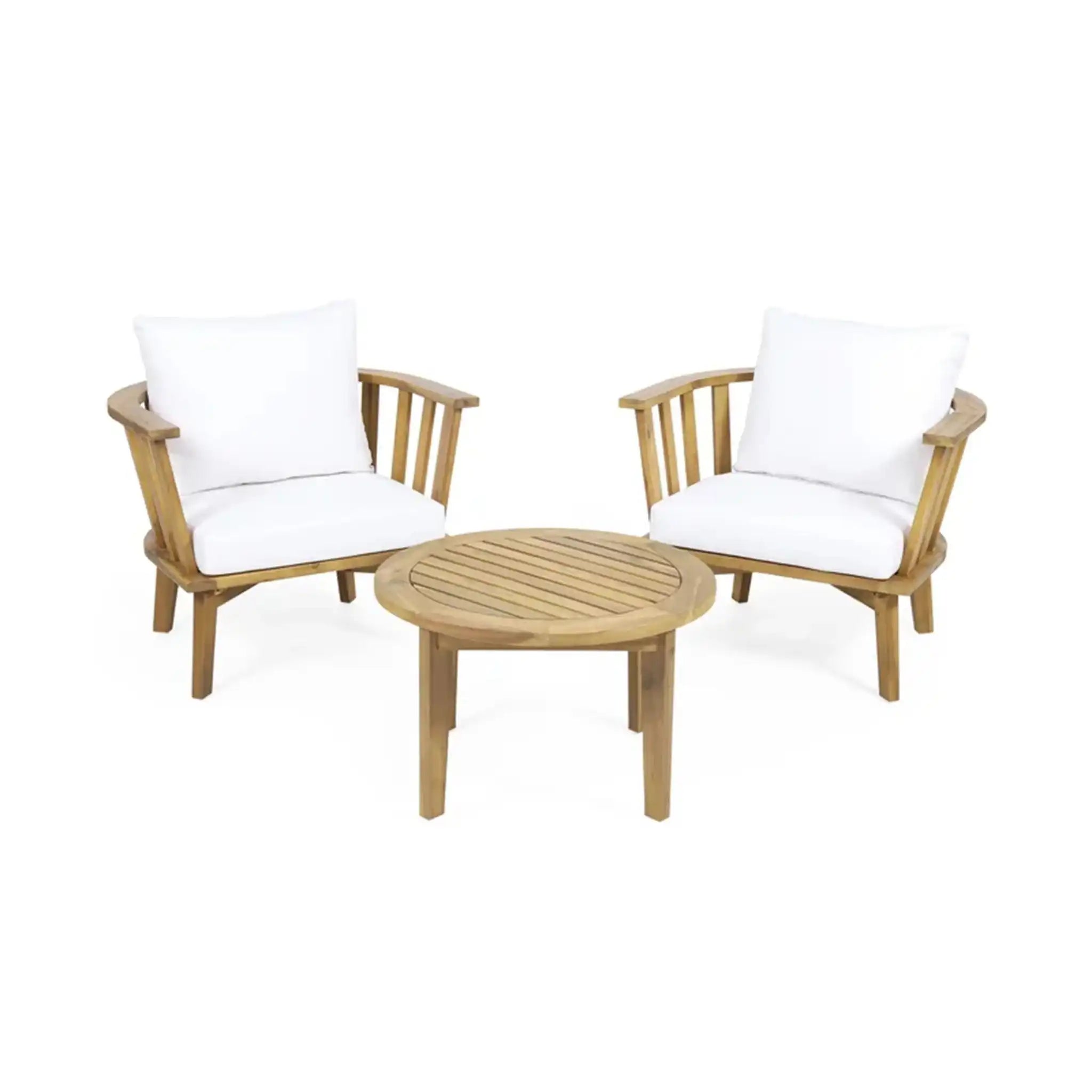 Patio Furniture Set, Outdoor Acacia Wood Patio Club Chair With Table