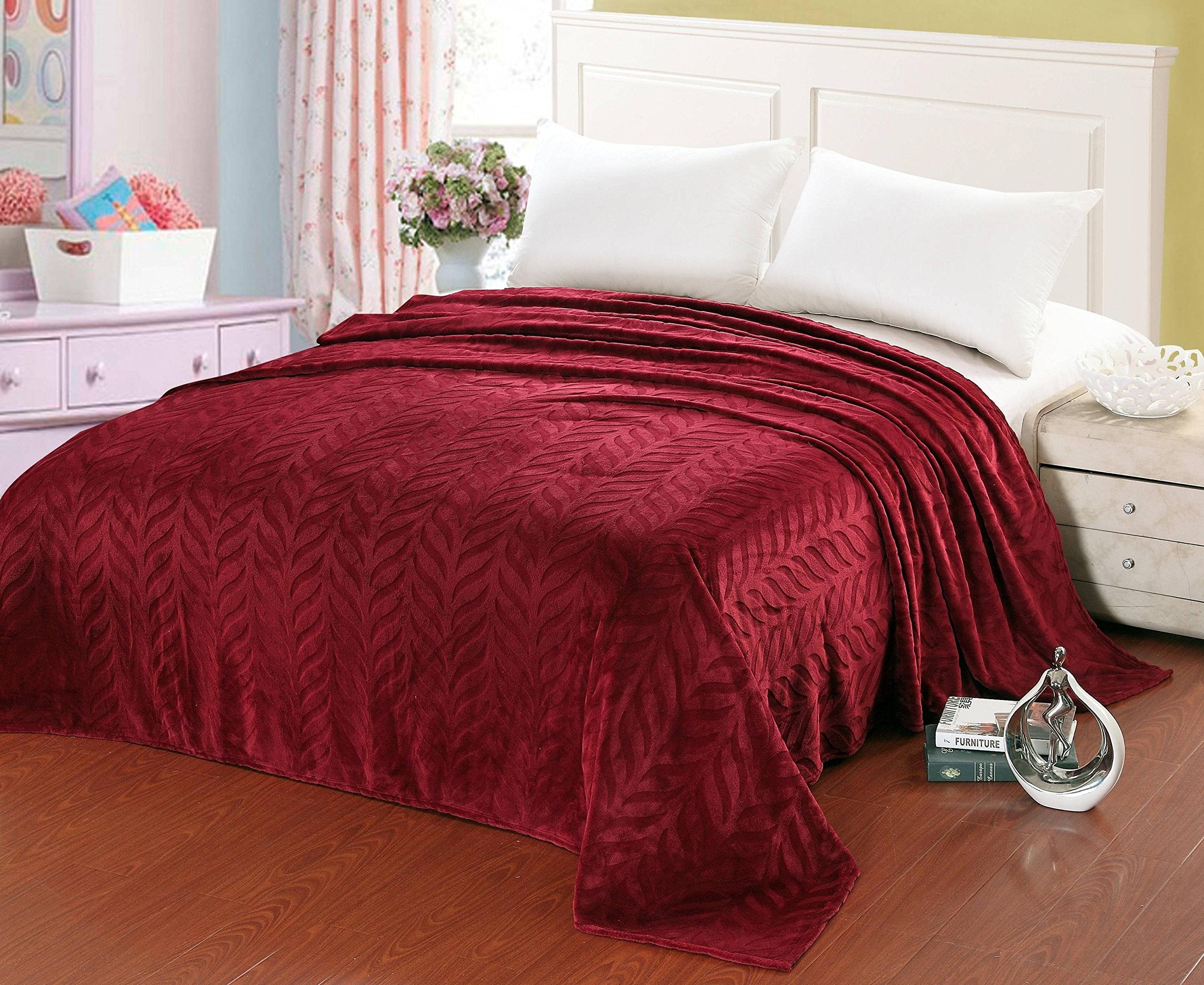 Faith, Hope, Love Home Decor Velvet Touch Microplush Leaf Etched Jacquard Blanket - Best Buy Furniture
