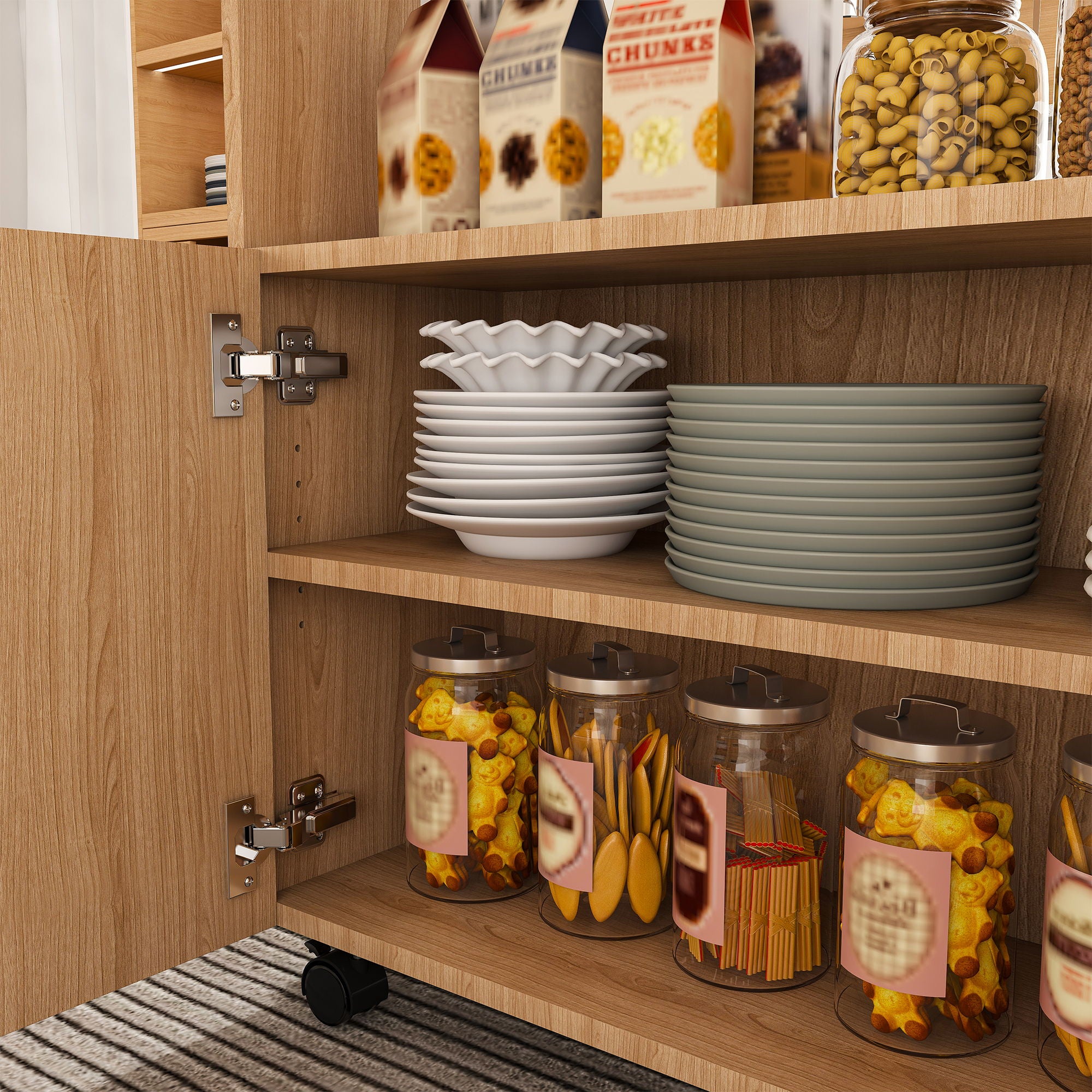 Multi Functional Folding Table With Storage Shelves And Wheels