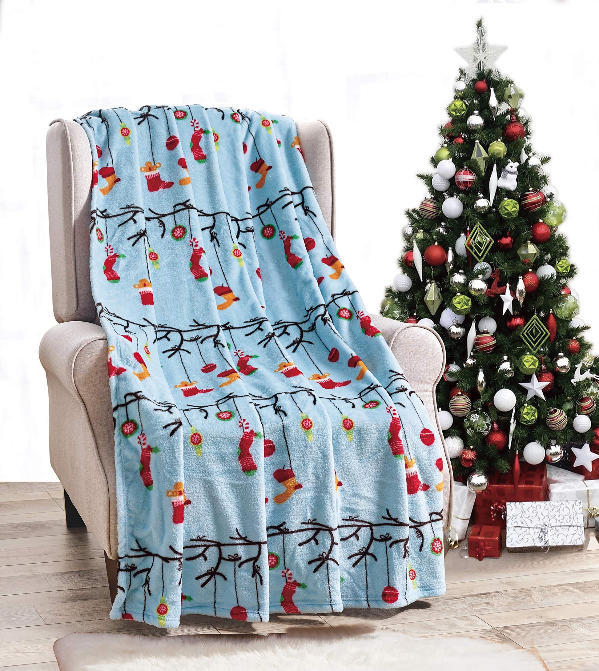 NobleHouse Velvet Touch Holiday Throw Fleece Blanket (50" x 60") - Best Buy Furniture