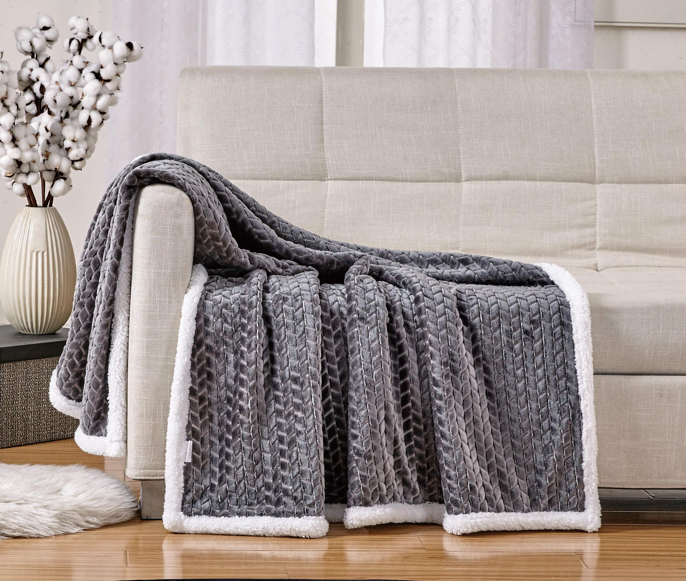 Decor&More HomeEssentials Ultra Lush Heavy Sherpa Throw Blanket (50" x 60") - Best Buy Furniture