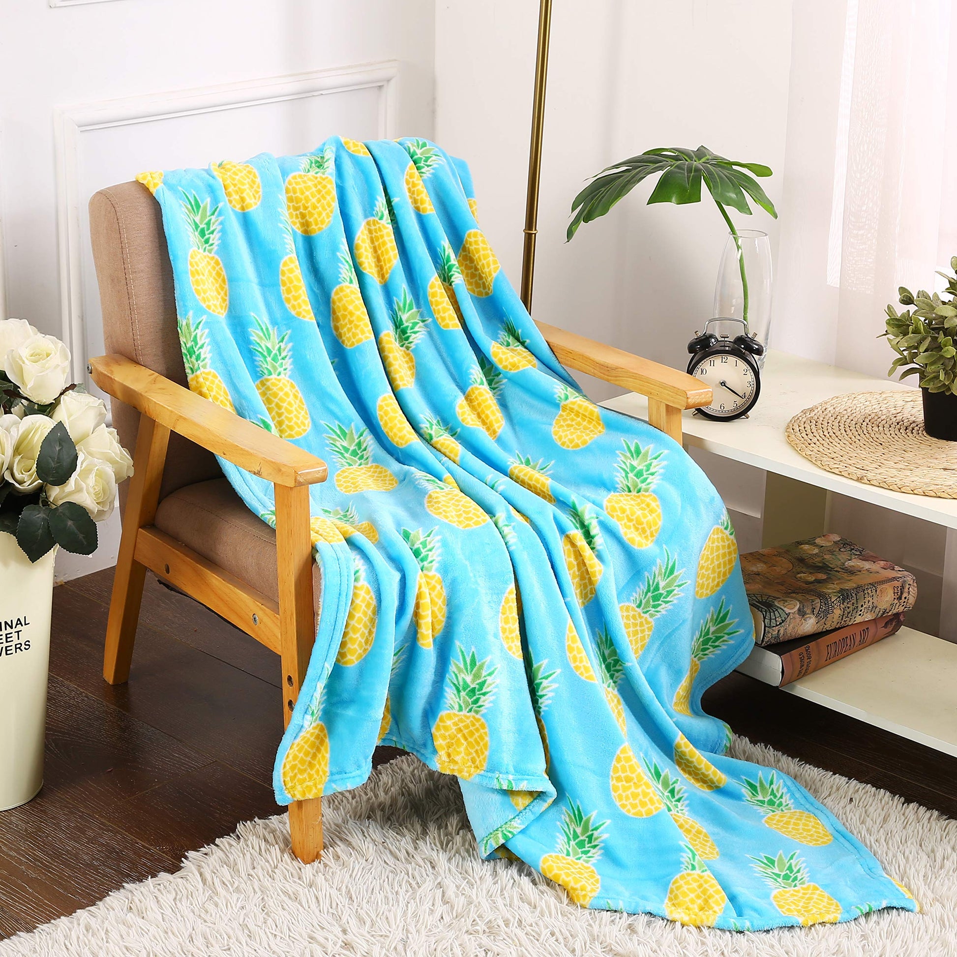 Summertime Whimsy Plush Fleece Throw Blanket (50" x 60") - Pineapple - Best Buy Furniture