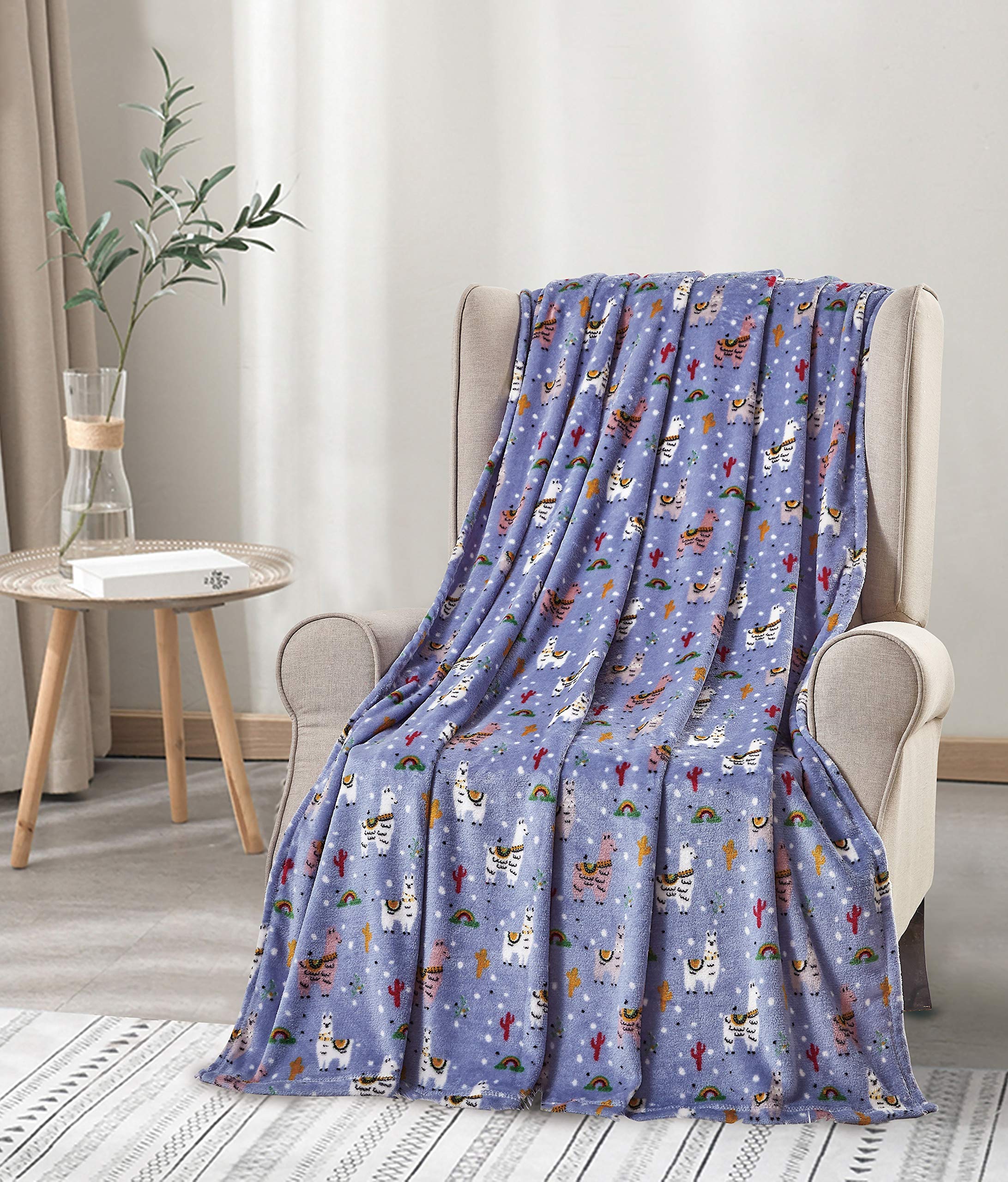 Decor&More Whimsy Collection Microplush Llama Blanket (50" x 60") - Llama Llama Throw Blanket - Best Buy Furniture