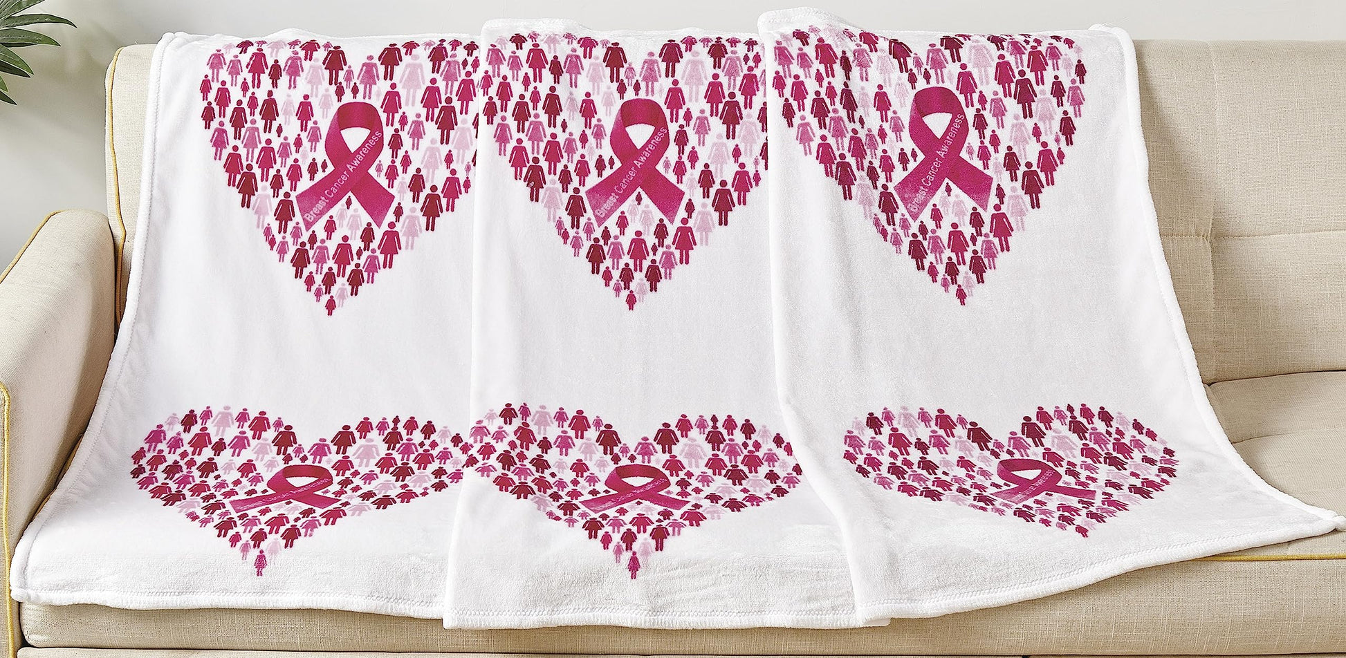 Faith, Hope, Love Home Decor Together We Rise Breast Cancer Awareness Heart Throw Blanket - Together We Rise - Best Buy Furniture