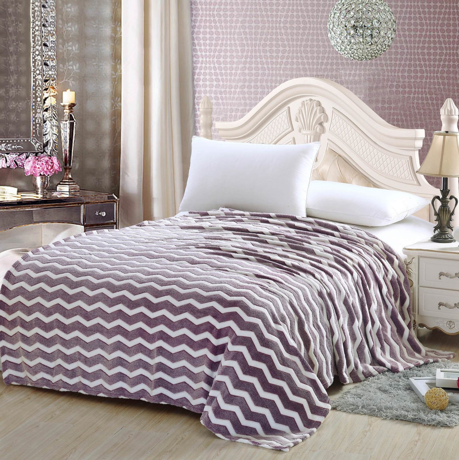 Faith, Hope, Love Home Decor Ultra Lush Full Size Chevron Microplush Blanke - Best Buy Furniture