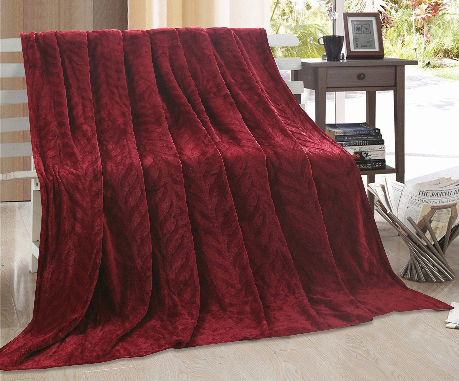 Faith, Hope, Love Home Decor Velvet Touch Microplush Leaf Etched Jacquard Blanket - Best Buy Furniture